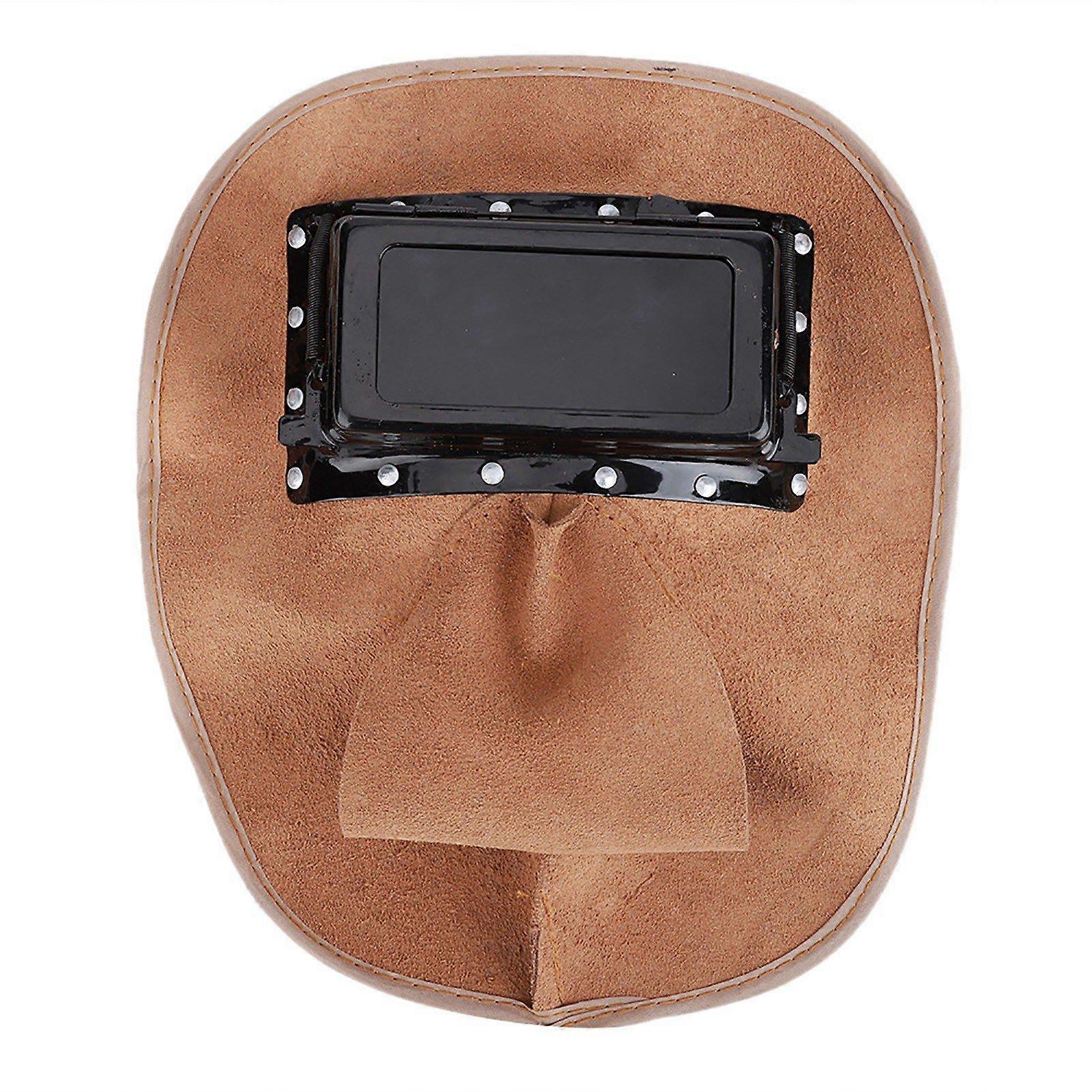 HeadMounted Cowhide Welding Helmet Cap Dual Lens AntiSpatter Heat Insulation Security Protection