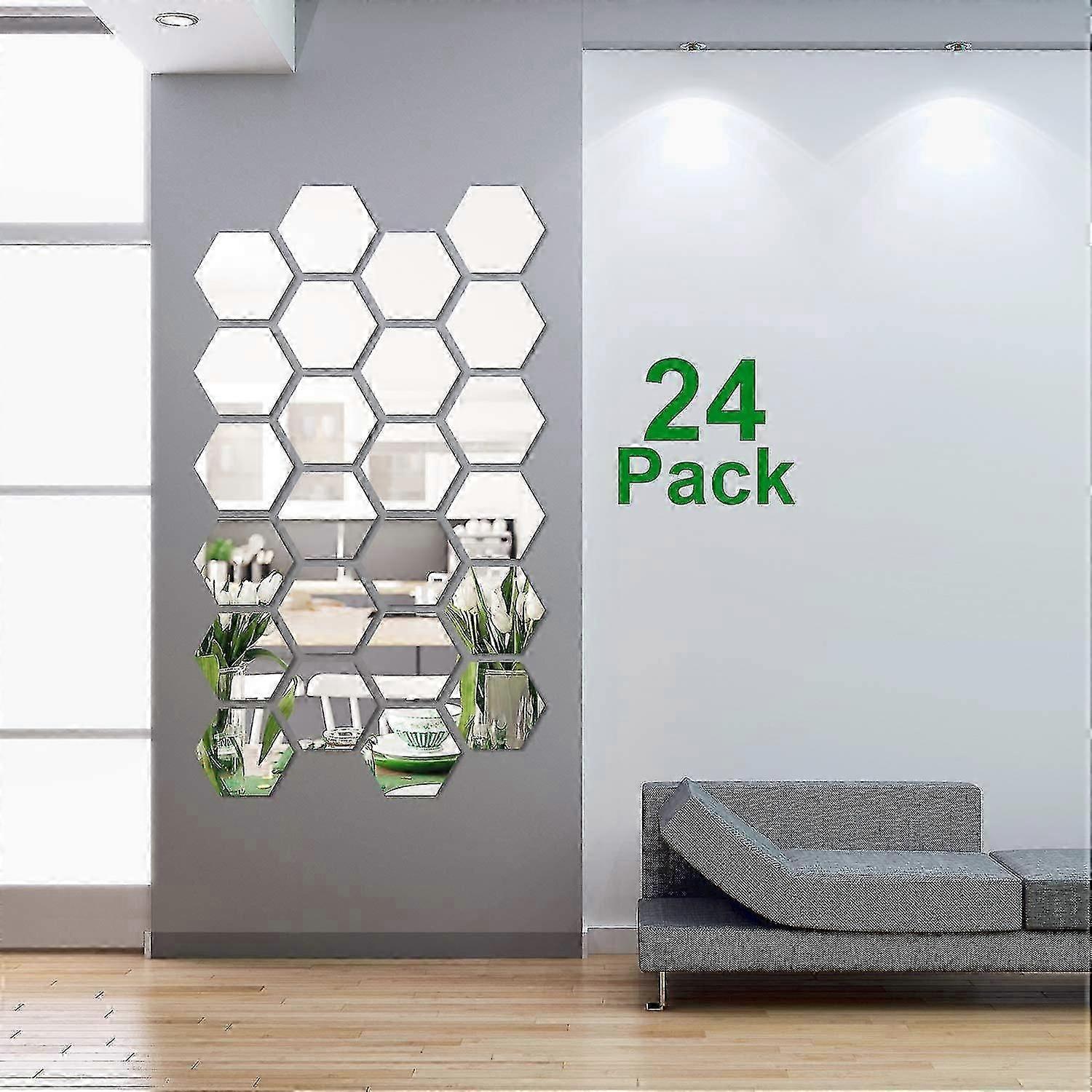 24pcs διευθετήσιμα ακρυλικά αφαιρούμενα αυτοκόλλητα τοίχων καθρεφτών για το οικογενειακό σαλόνι και τη διακόσμηση υπνοδωματίων