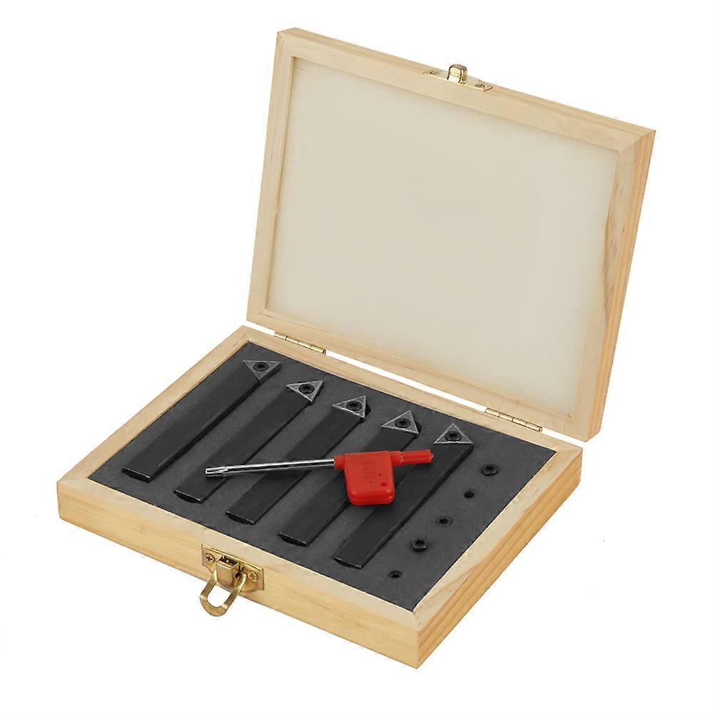 Ensemble de 5 outils de tournage à plaquettes indexables en carbure de 3/8 po avec boîte