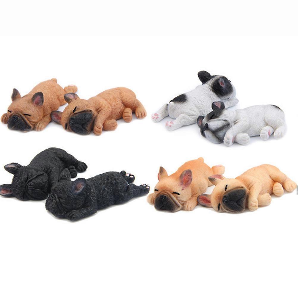 Toy Animal Model Bulldog for Decoration Use 2Pcs Groveling Shape Ornament