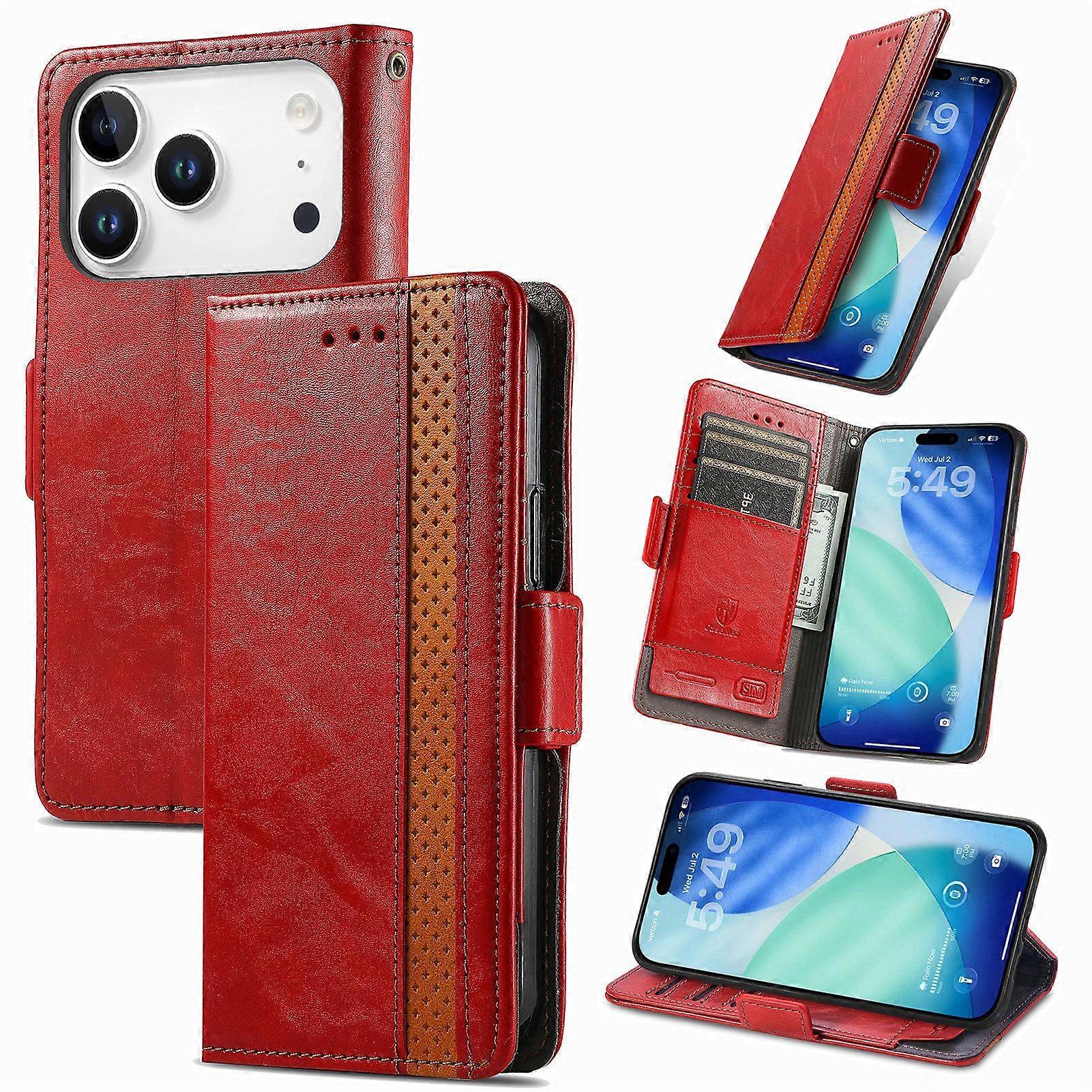 Compatible With iPhone 17 Pro Max Wallet Case, PU Leather Flip Case with Card Holders RFID Blocking Kickstand Phone Cover