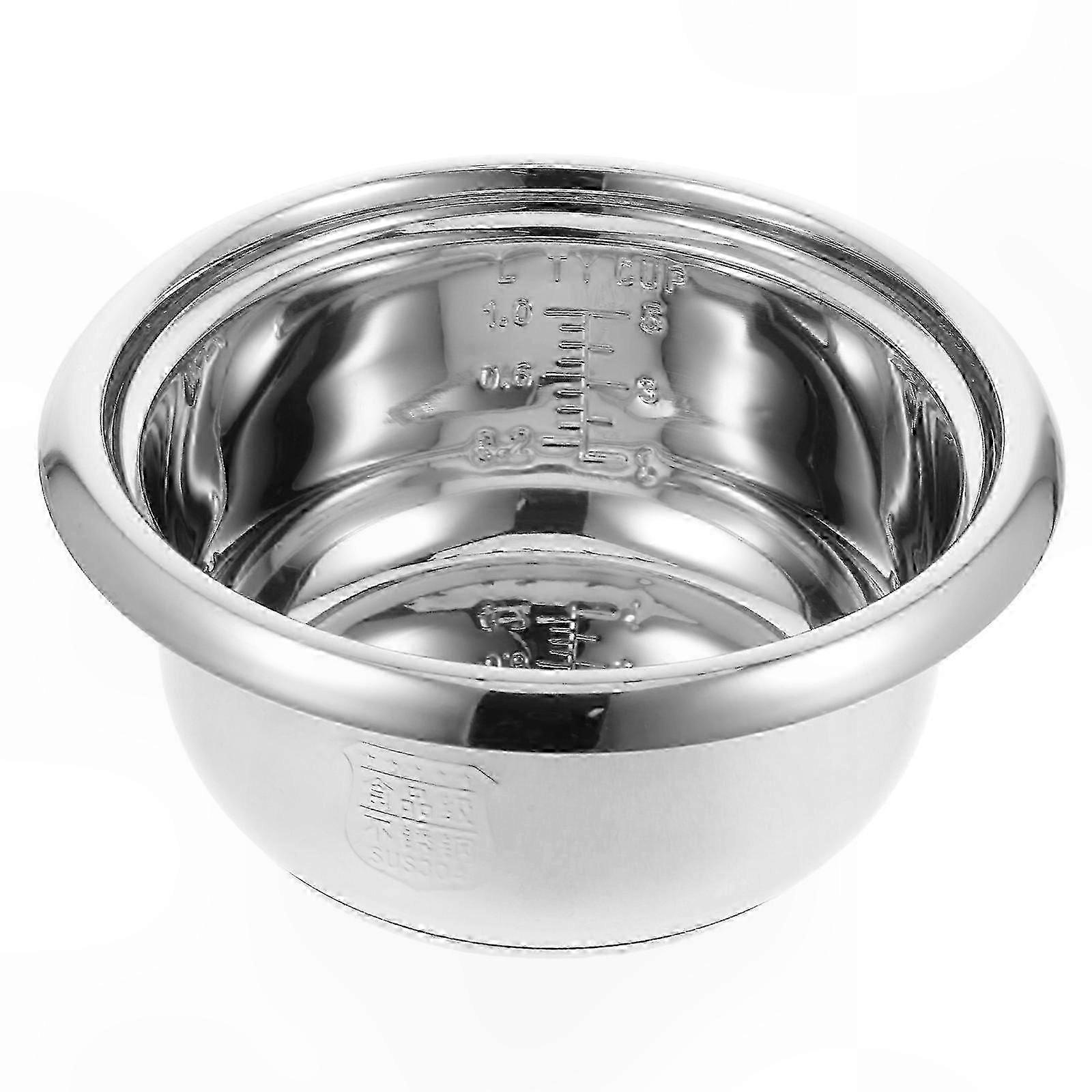 rustfritt stål 304 riskoker indre gryte 2L erstatningsskål for jevn oppvarming av hjemmelaget mat 1 sett