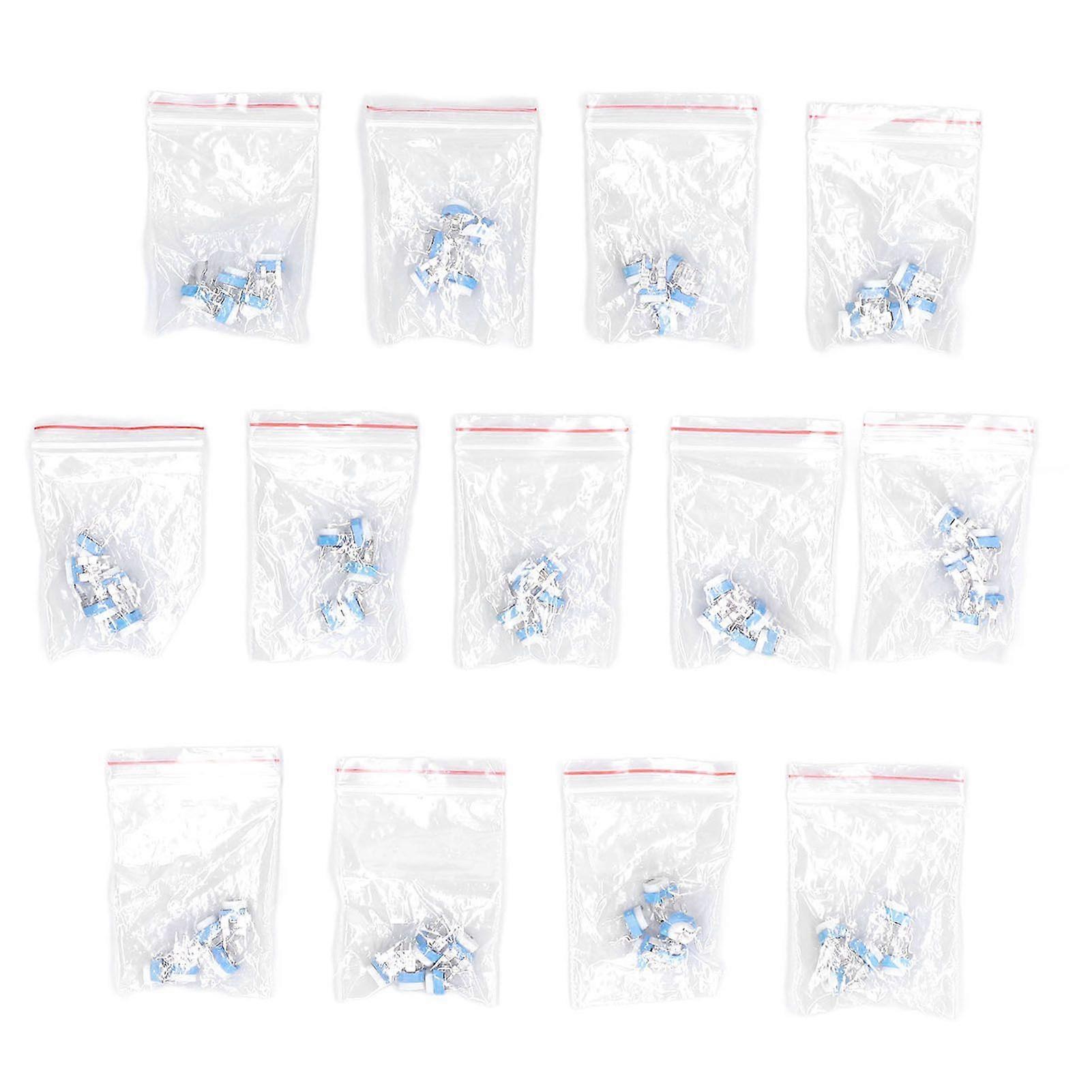 65pcs Potentiometers 100 to 1M Horizontal White Blue Variable Resistors for Household Appliances Electronic Security