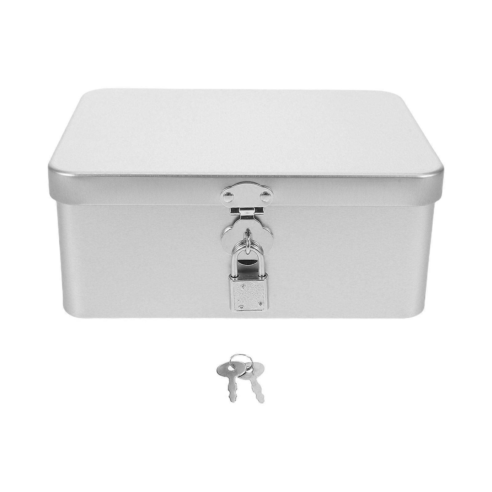 Retro Tinplate Storage Box With Lock Key Lockable Jewelry Box For Desktop Organization Vintage Metal Keepsake Container For Home And Office