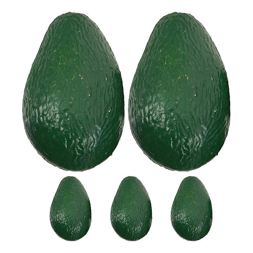 Green Artificial Avocado Plastic Fruit Model for Decoration 5Pcs Realistic Set