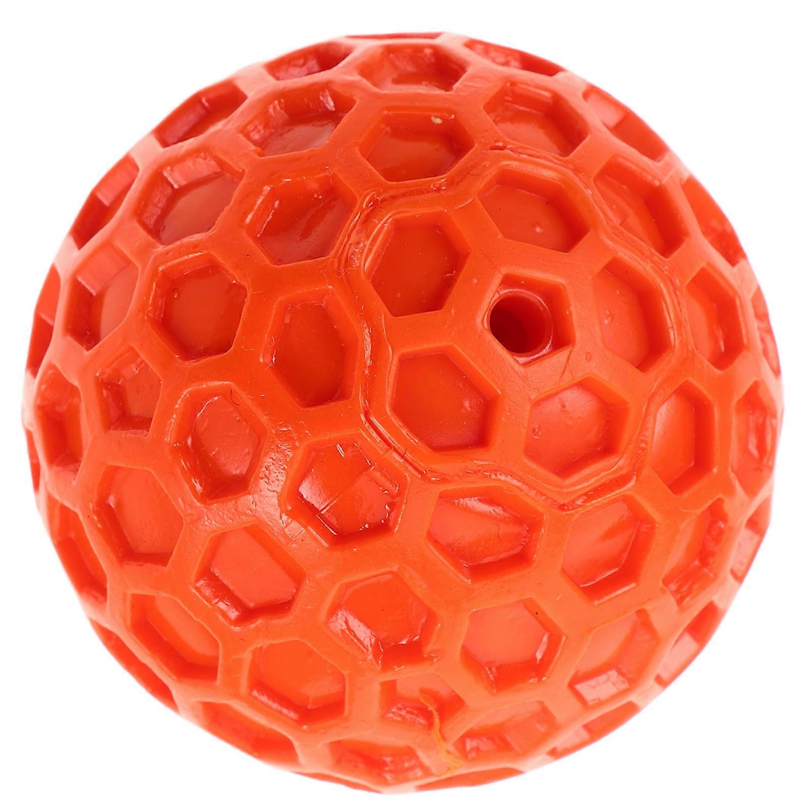 Squeaky Pet Ball Soft Rubber Dog Toy for Playing Fetch Orange