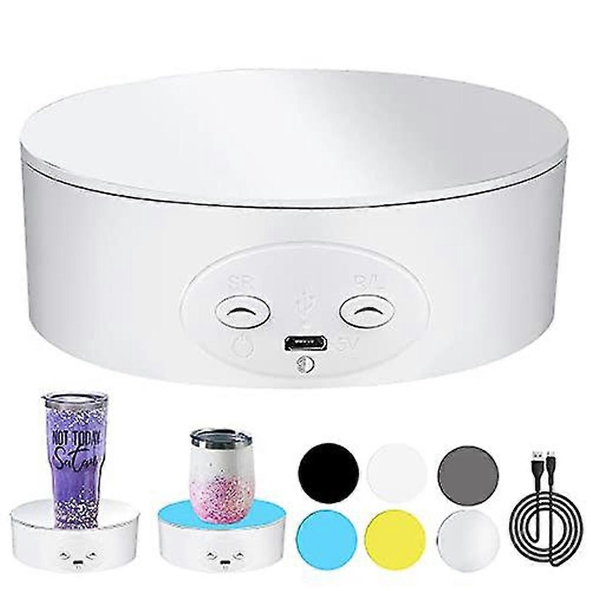 Cup Turner Rotating Display Stand compatible with Tumblers, 360 Degree Automatic Mute Spin Turntable compatible with Photog