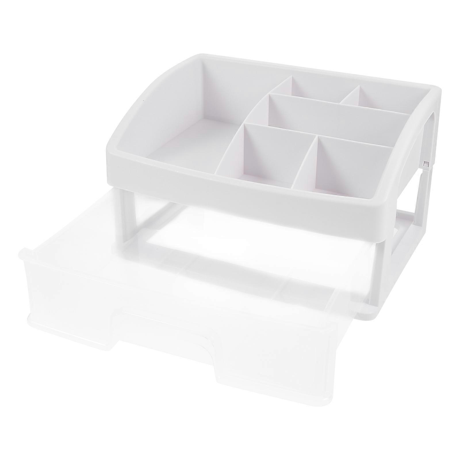 Sundries Organizing Case Drawer Type for Storage 2Pcs White Plastic Storage Box