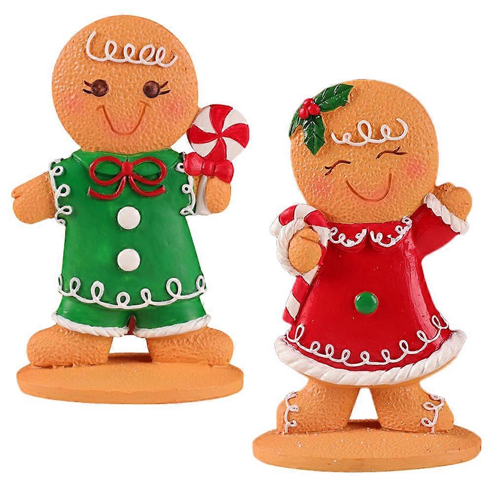 Christmas Gingerbread Man Ornament 6 Pcs Cute Design Table Centerpiece Holiday Parties Assorted Color Festive Atmosphere Enhancer