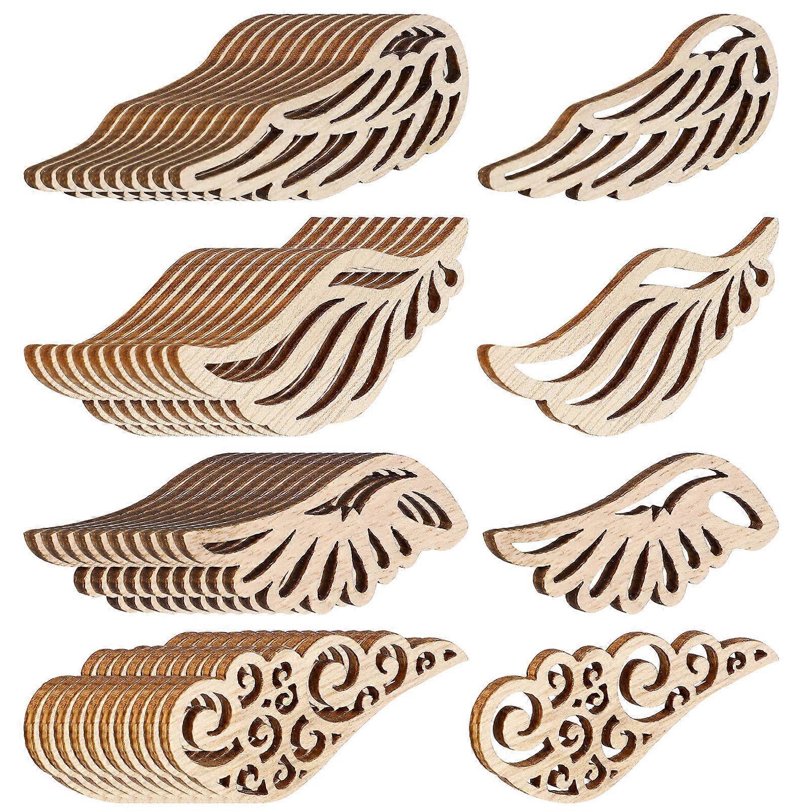 Hollow Wing Cutouts 80Pcs Creative Diy Accessories for Crafts Khaki Wood Enhancements for Art Projects