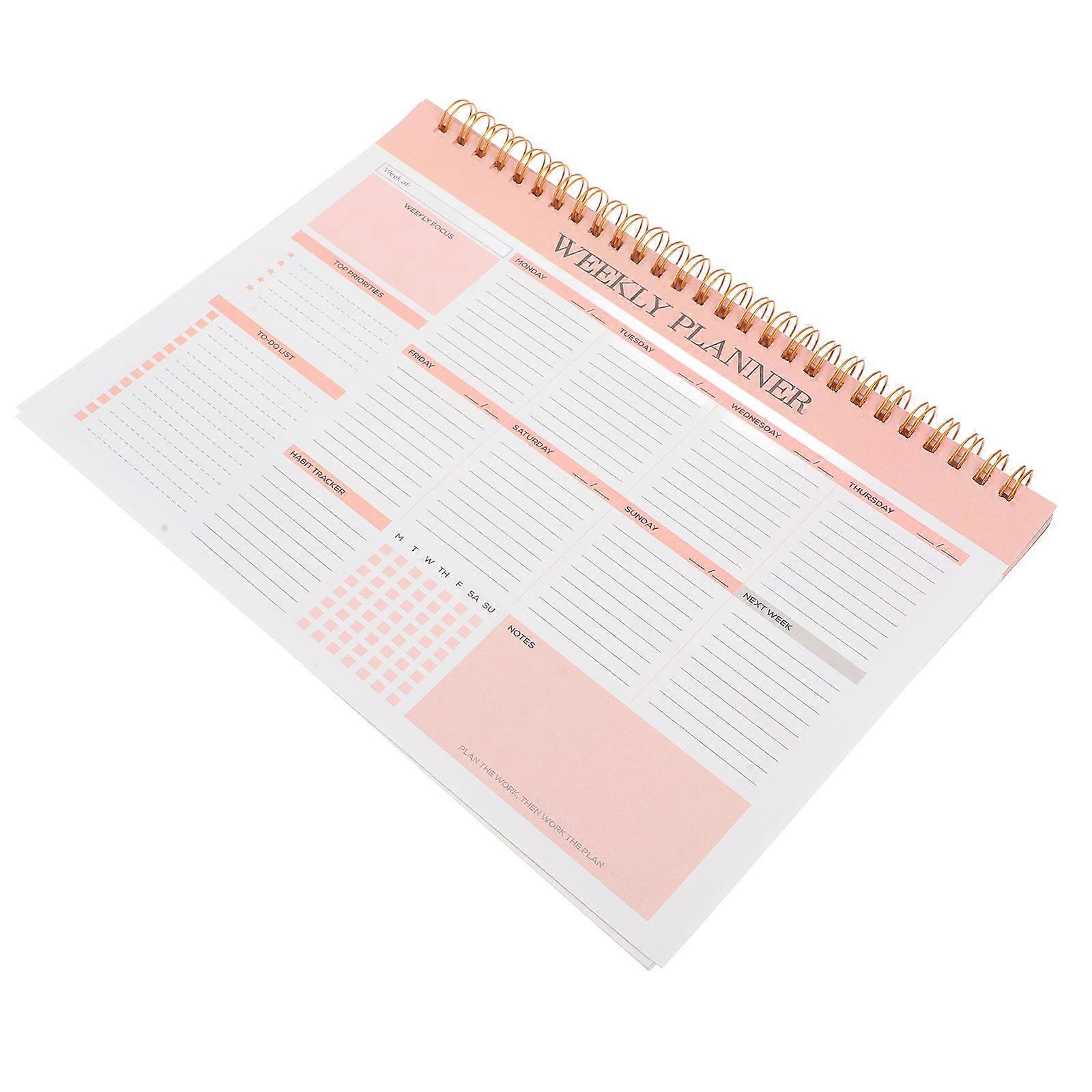 Weekly Planner Notebook 3Pcs Undated Projects Organizer Perfect For Students And Professionals Compact Design With Spiral Binding Pink