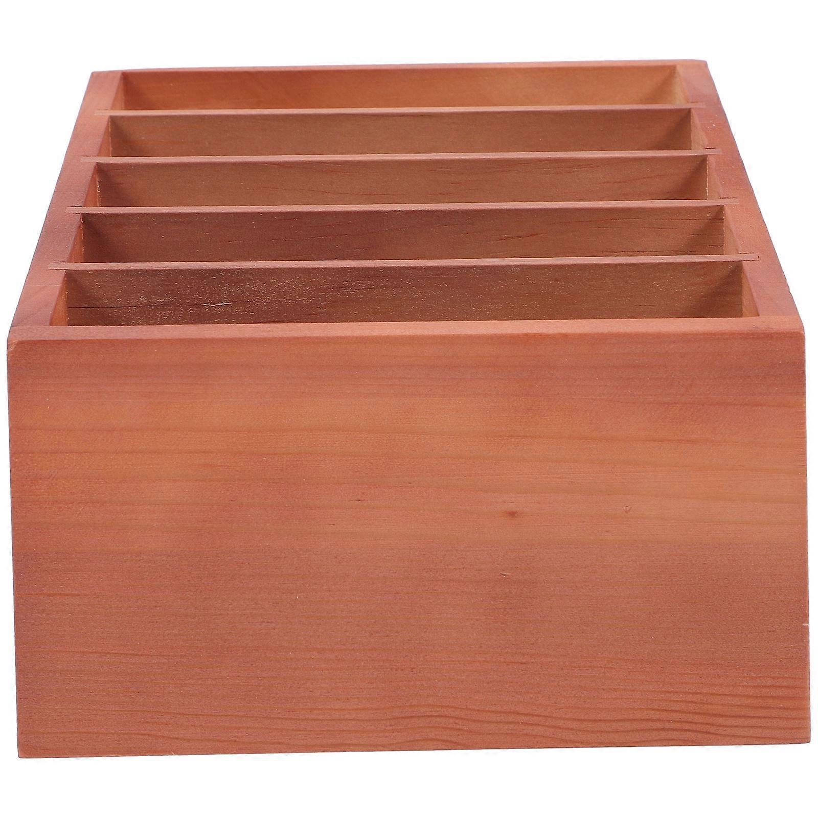 Rectangular Tabletop Wooden Storage Organizer For School Supplies 18X14.5CM Light Brown 2Pcs