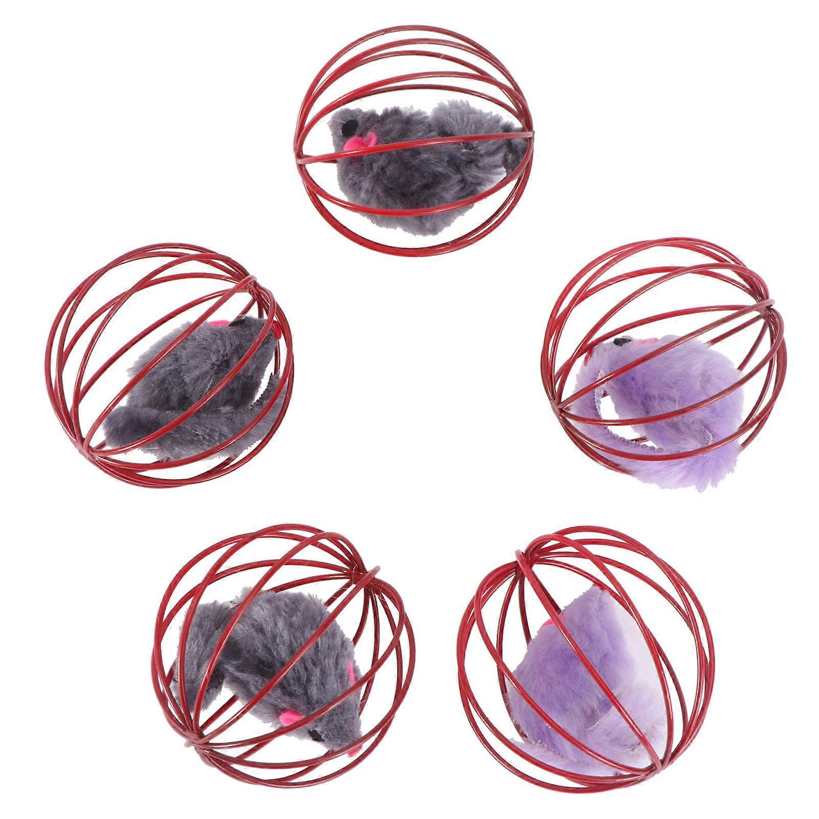 Healthy Exercise 5Pcs Cat Playthings Indoor Playtime Assorted Color Cage Shape Toys