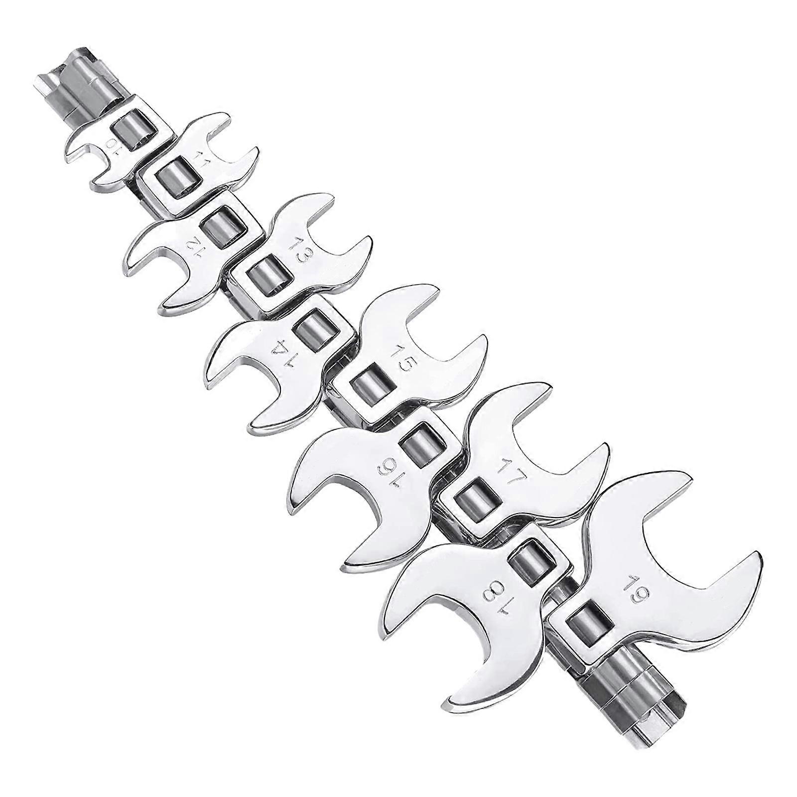 10Pcs 3/8 Drive Crowfoot Wrench Set Open End Professional Crows Foot Wrench