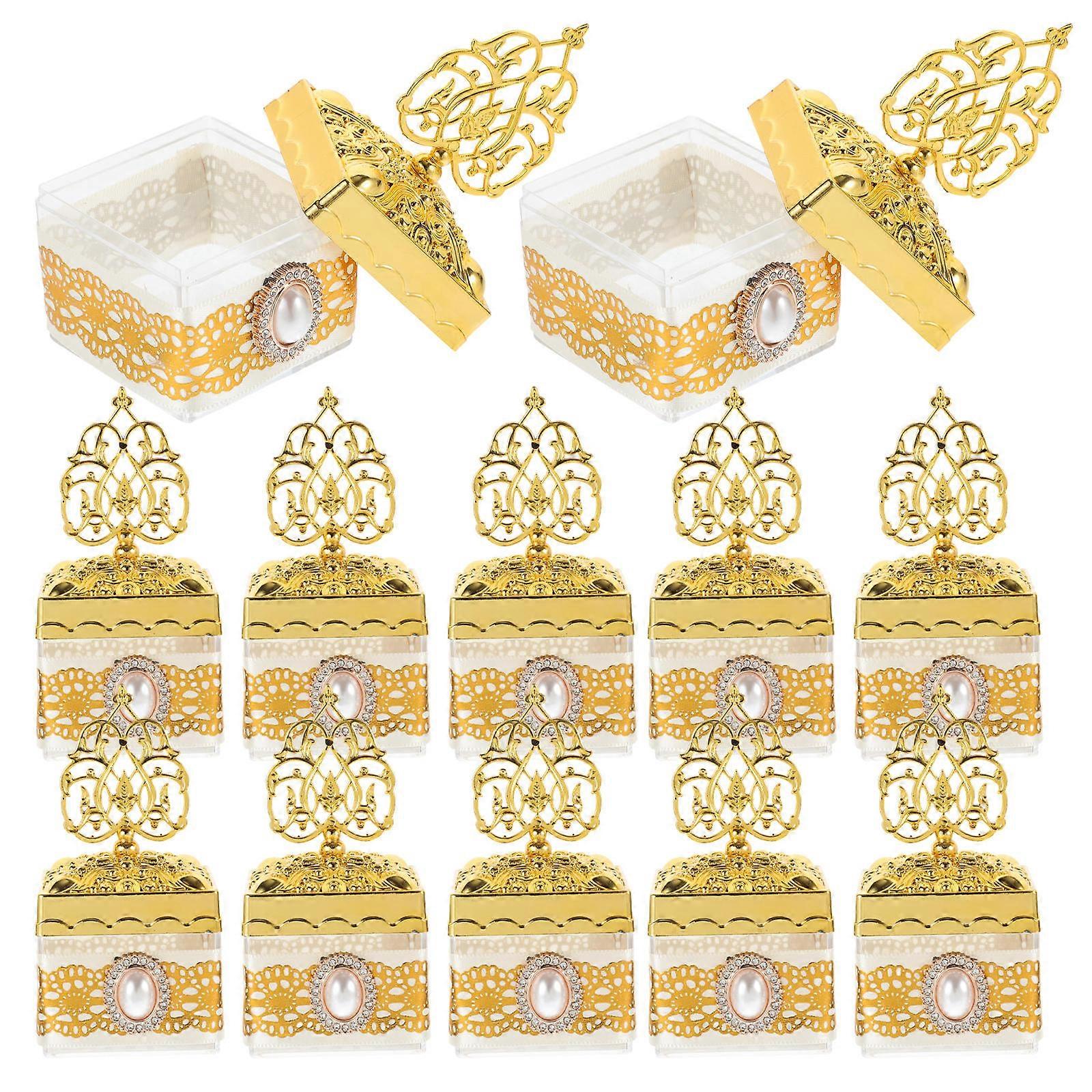 12Pcs Candy Boxes for Storage Use Golden Reusable Wedding Favor Boxes