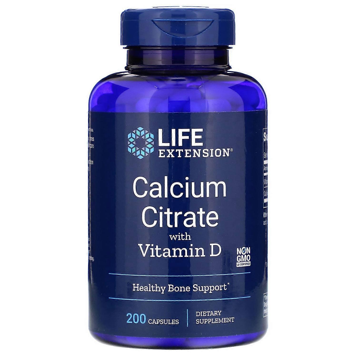 Life Extension, Calcium Citrate with Vitamin D, 200 Capsules