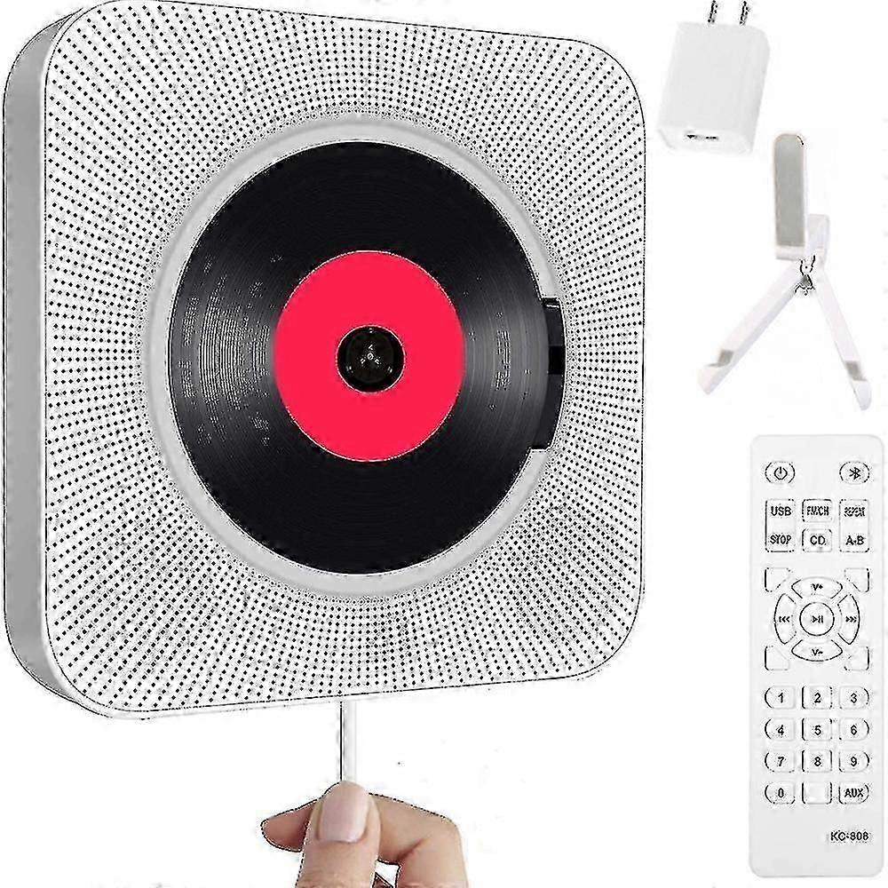 Portable Cd Player With Bluetooth - Wall Mountable Home Audio With Fm Radio And Remote Control