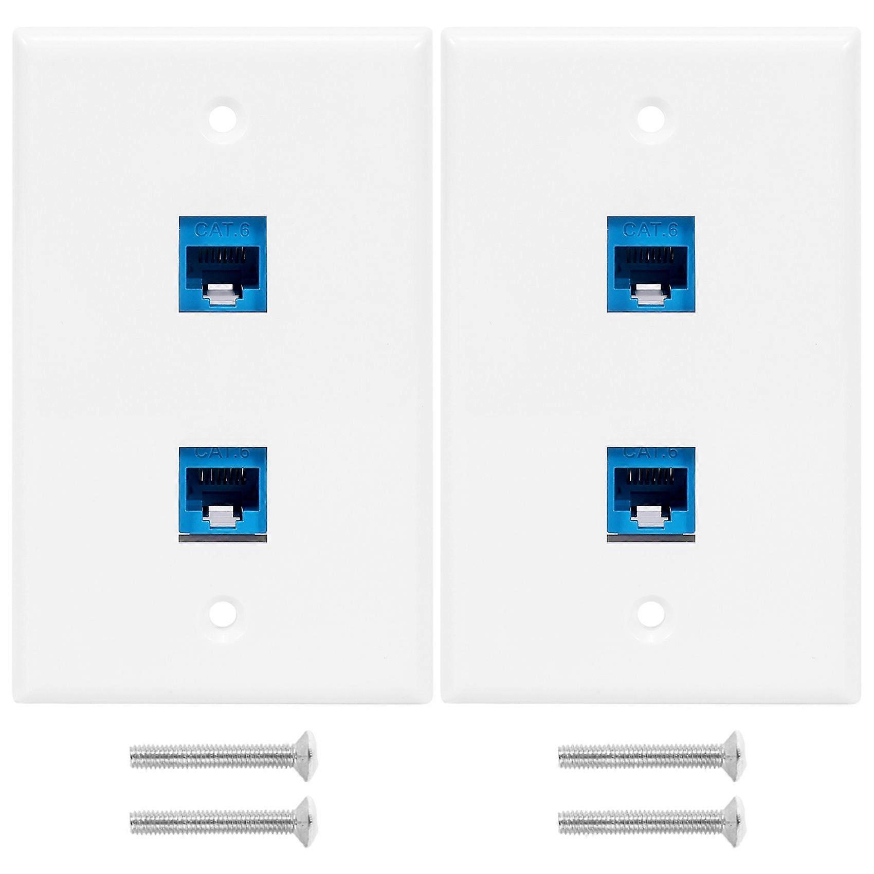 2-Pack 2 Port Ethernet Wall Plate, Coupler Face Plates, 2-Port