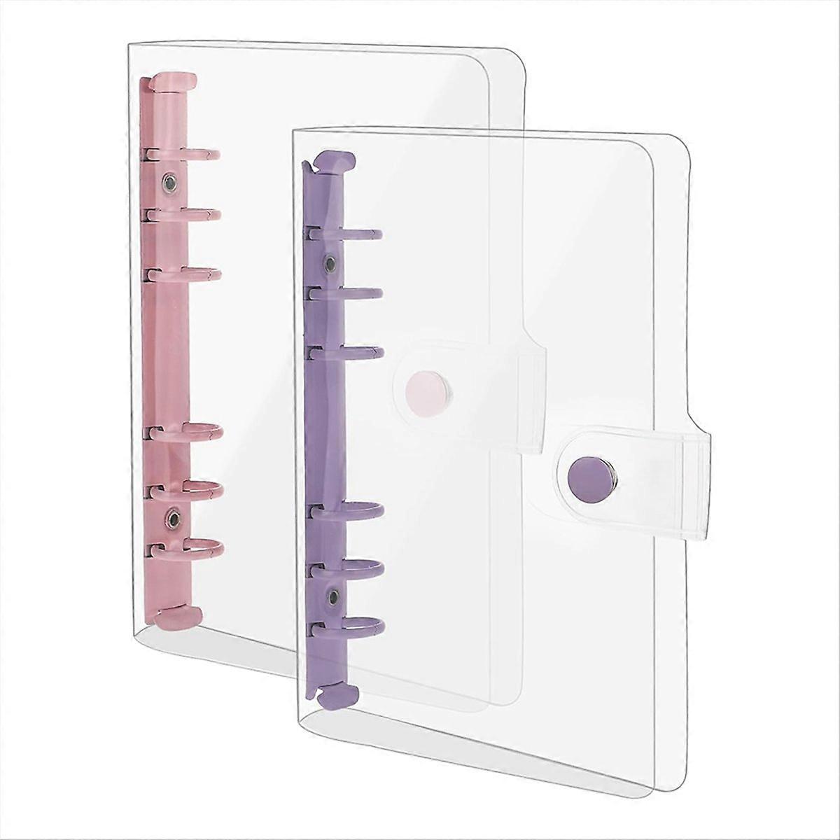 2 Pack A6 Soft PVC 6 Rings Binder,Clear Budget Binder, Planner Binder