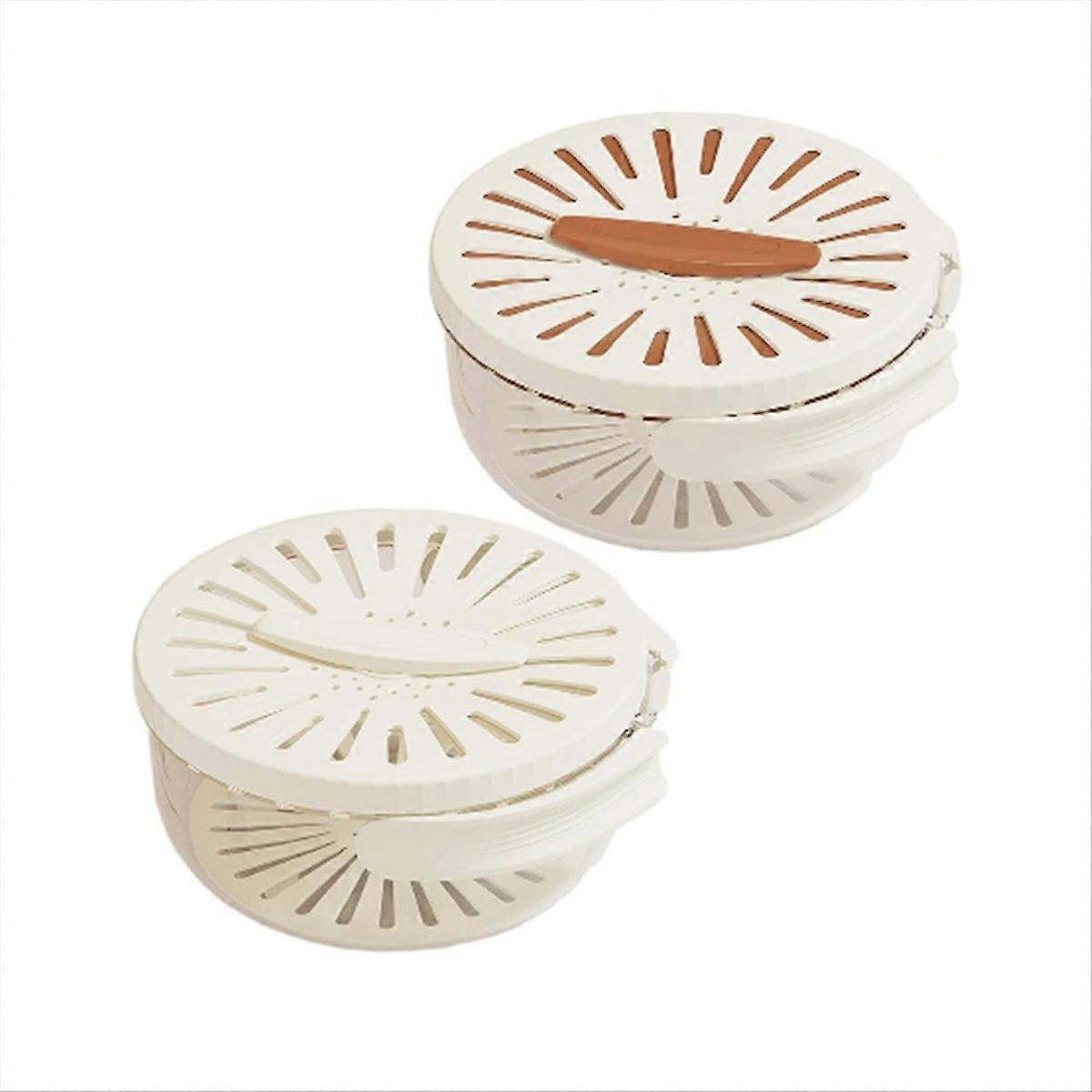 2Pcs Draining Bowl Drainage Basket Funnel Bilayer Foldable Fruit