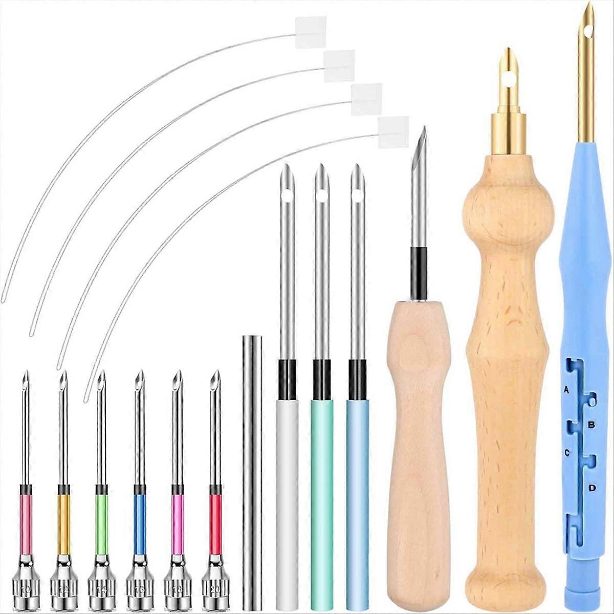 18 Pieces Punch Needle Set Adjustable Punch Needle Tool