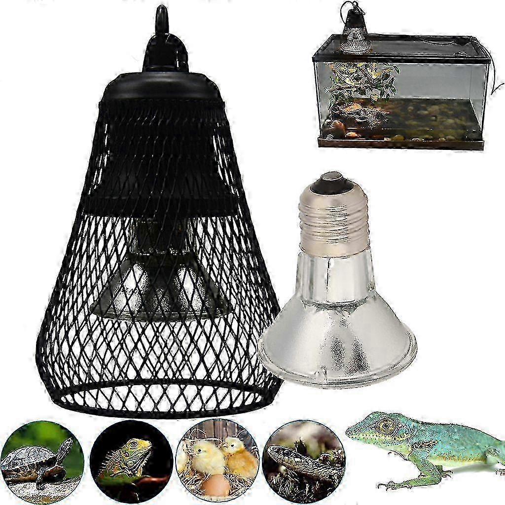 50W UVA UVB Reptile Pet Terrarium Heat Lamp for Lizards Snakes Turtles with Shade