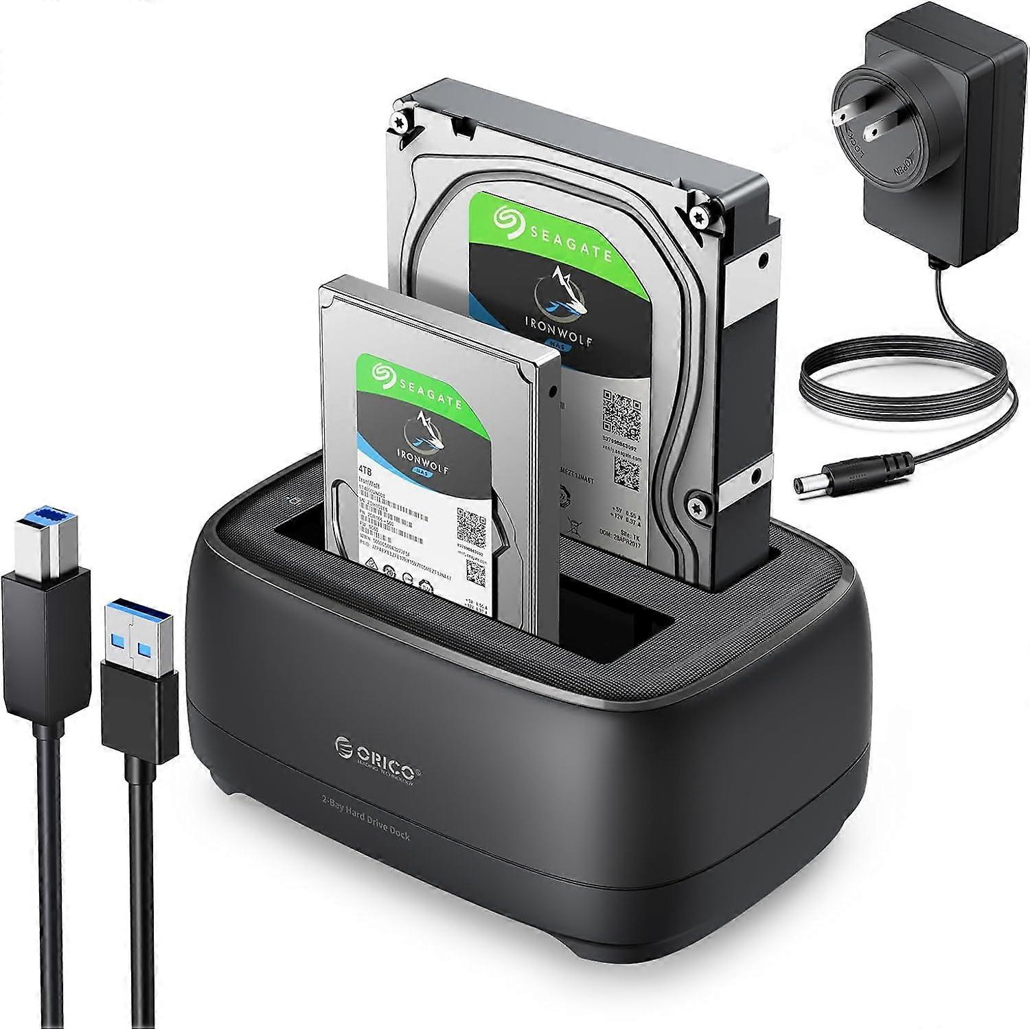 Dual Bay Hard Drive Bay Docking Station USB 3.0 to SATA III for 3.5inch HDD Tool-Free for Files Backup/Game Load