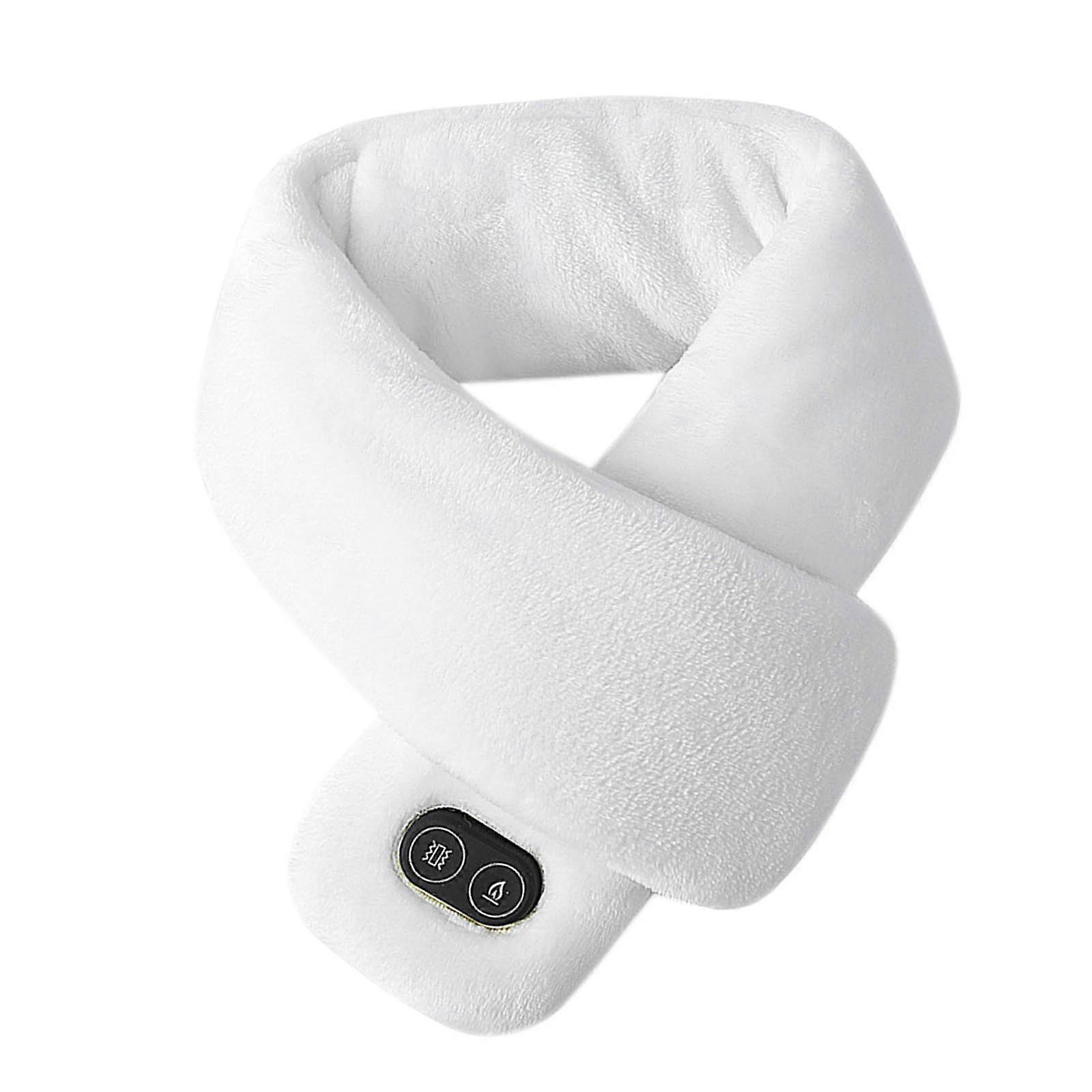 Electric Scarf 360 Degree Heating Technology Breathable Windproofs Polyester Fabric Lining for Expeditions Daily Use  White