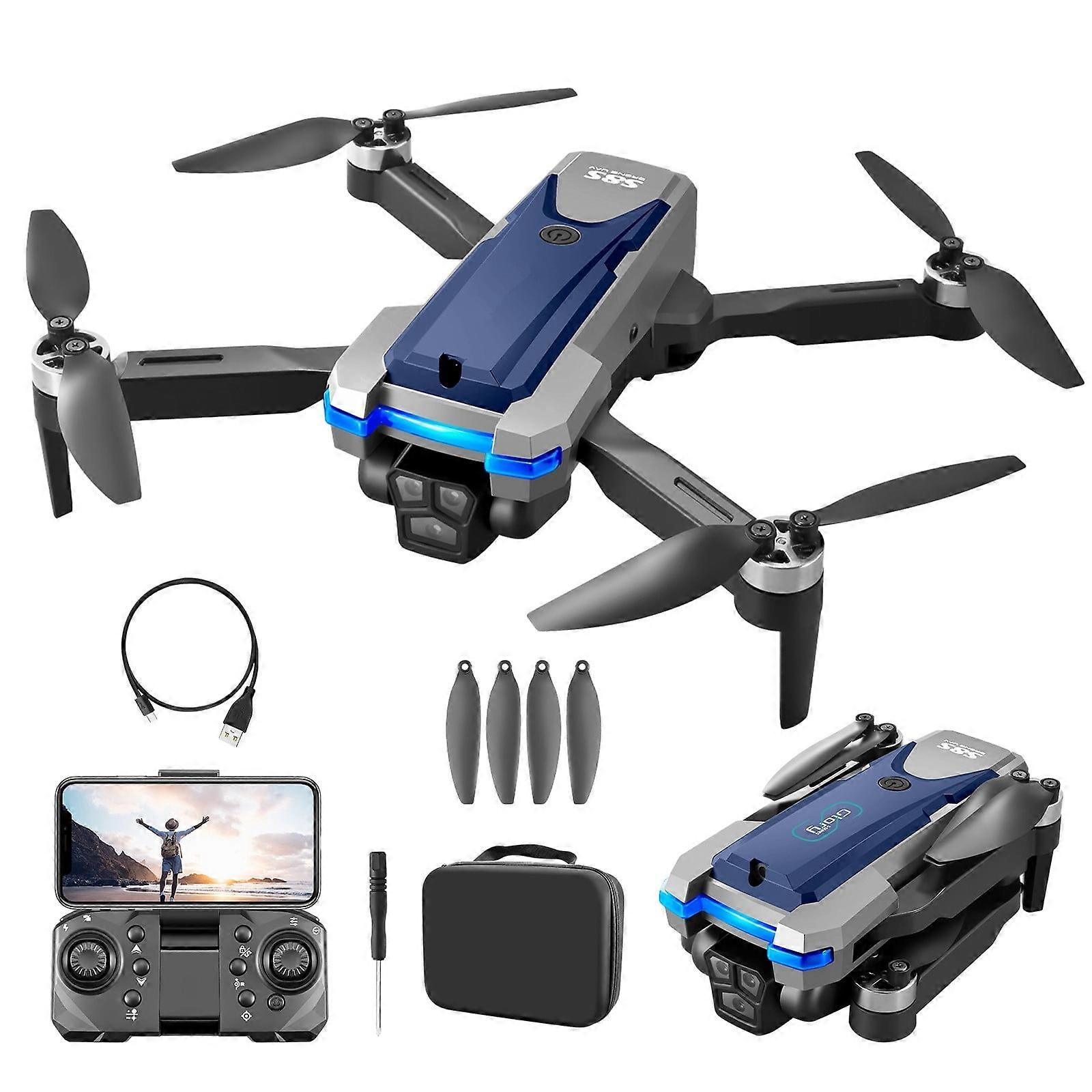 Drone with Camera for Adults, 2 Cameras, Brushless Motor, Wind Resistance, Headless Mode, Gesture Control, FPV, LED Light, RC Quadcopter for