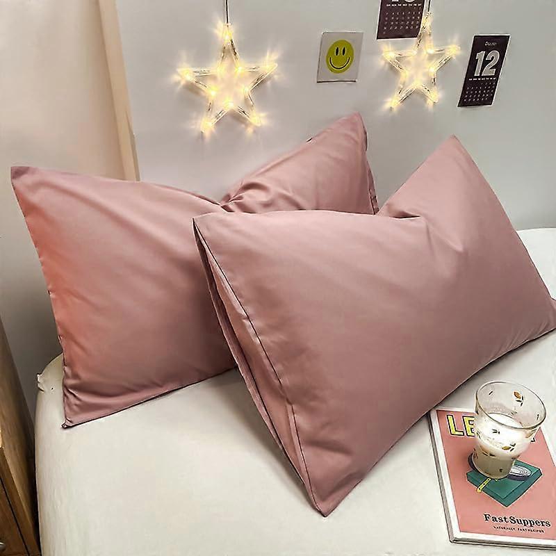 Solid Color Brushed Pillowcase Pink 18.9 x 29.13 Inch One Piece Cooling Technology