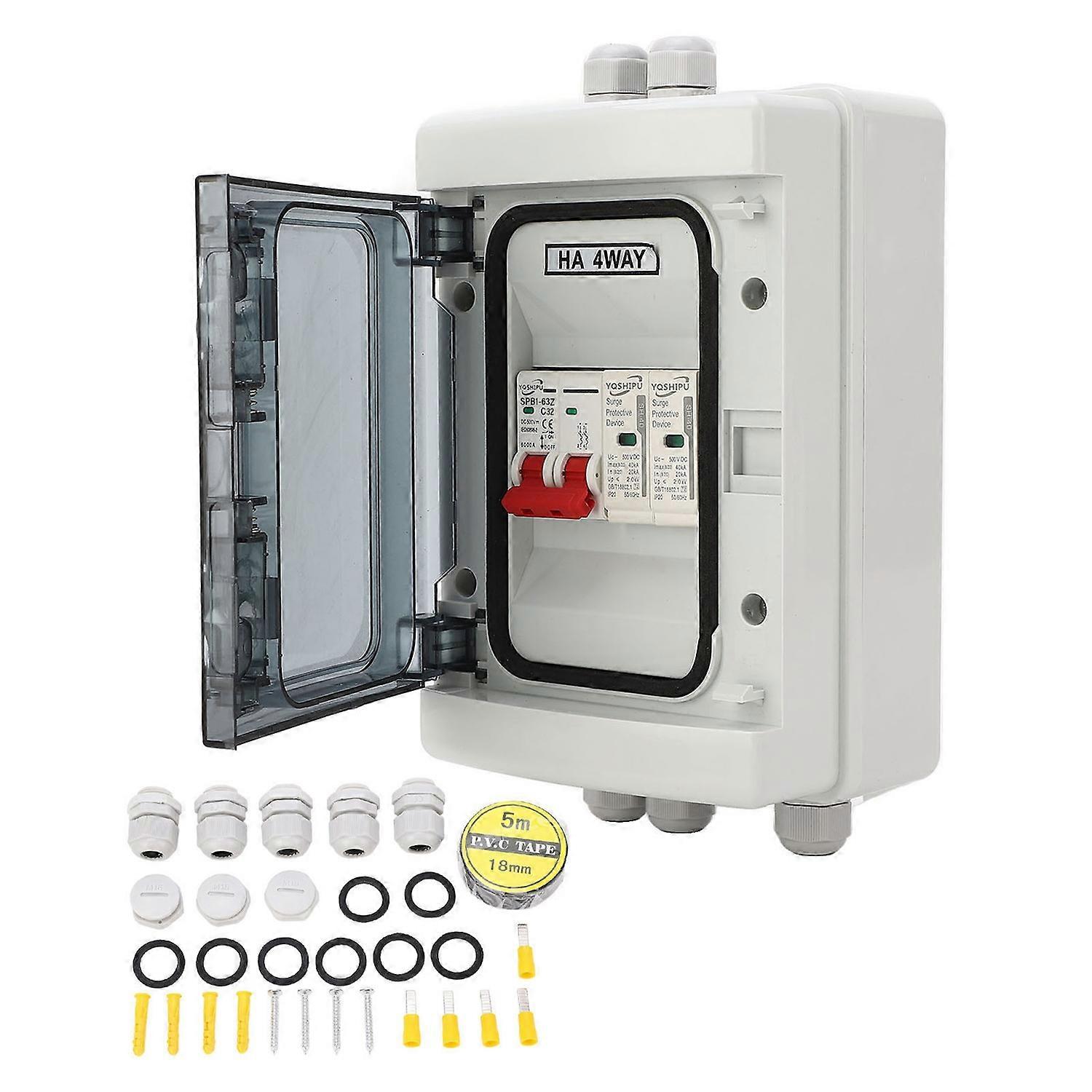 Circuit Breaker MCB Isolation Switch Protection Waterproof Distribution Box DC 500V for Outdoor 32A