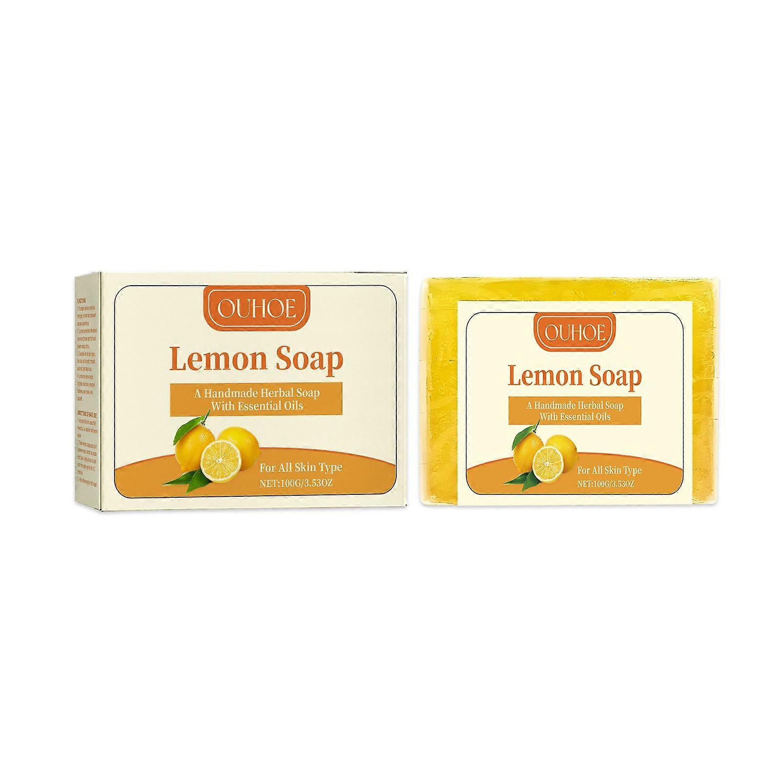 Pure Lemon Soap, Lemon Soap With Vitamin C, Oil-Removing And Refreshing Facial, Body, And Shower Soap