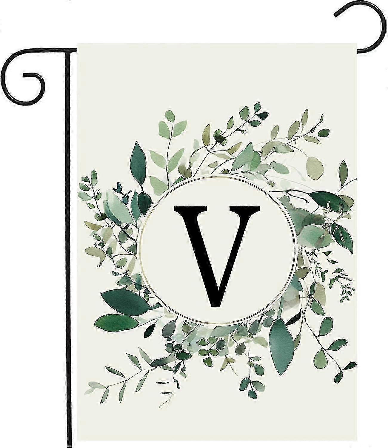 Letter V Garden Flag Monogram Initial Garden Flags for Outside Spring Summer Flags 12x18 Floral Mono
