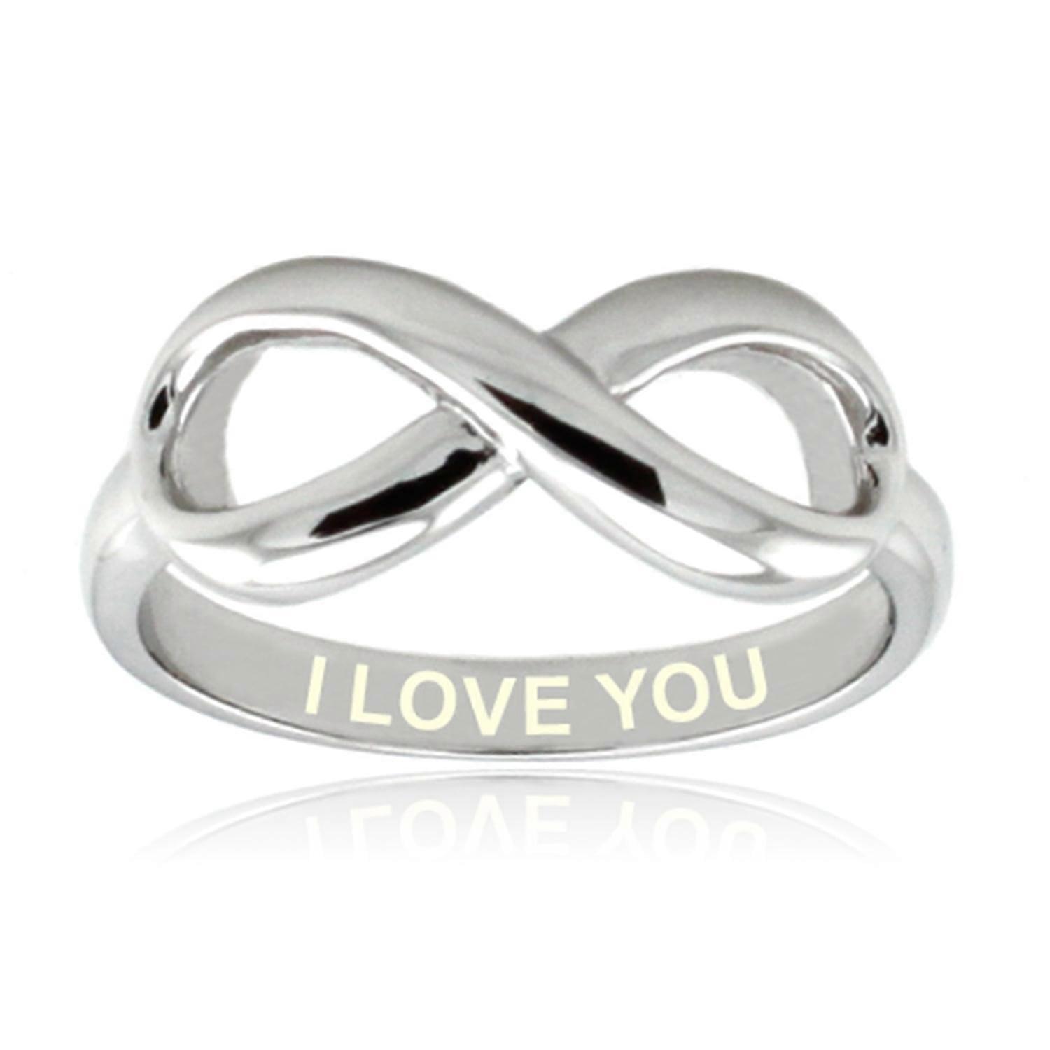 Tioneer Sterling Silver I Love You Engraved Infinity Ring