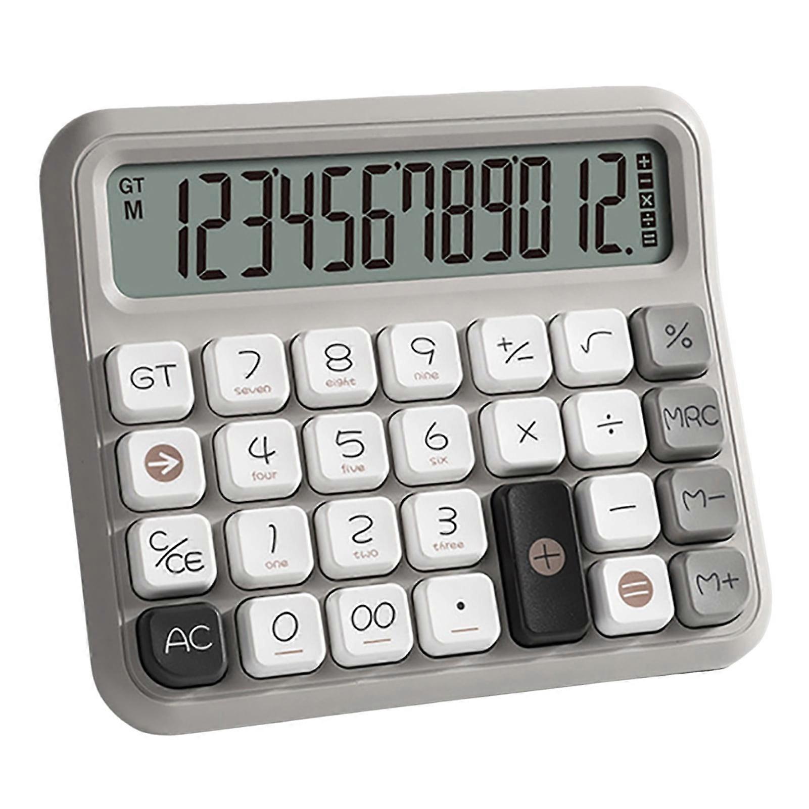 Pnellth 12-Digit Desktop Calculator with Large LCD, Square Buttons, Battery Operated, Voice/Silent Mode, Portable for Student, Finance, Office
