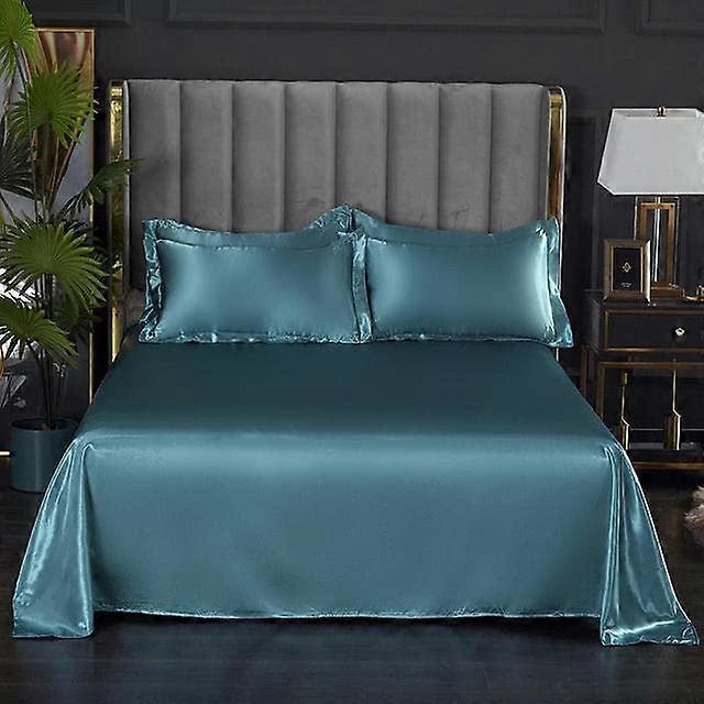 Bed Sheet Summer Fabric Satin Smooth Flat Bed Sheet For Double Bedding 1 Pc
