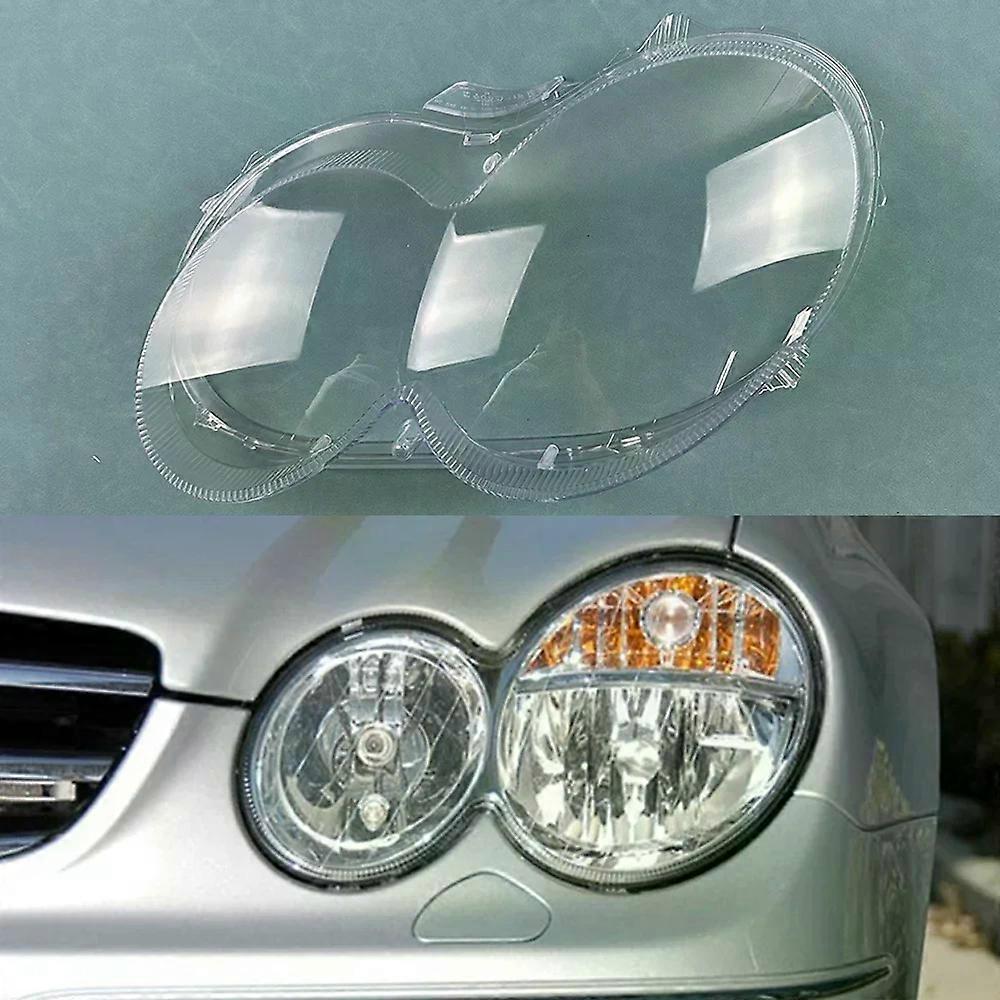 For Benz W209 CLK 2004~2006 Headlight Shade Transparent Lampshade Lens Headlamp Cover Lamp Shell Plexiglass Black Edge
