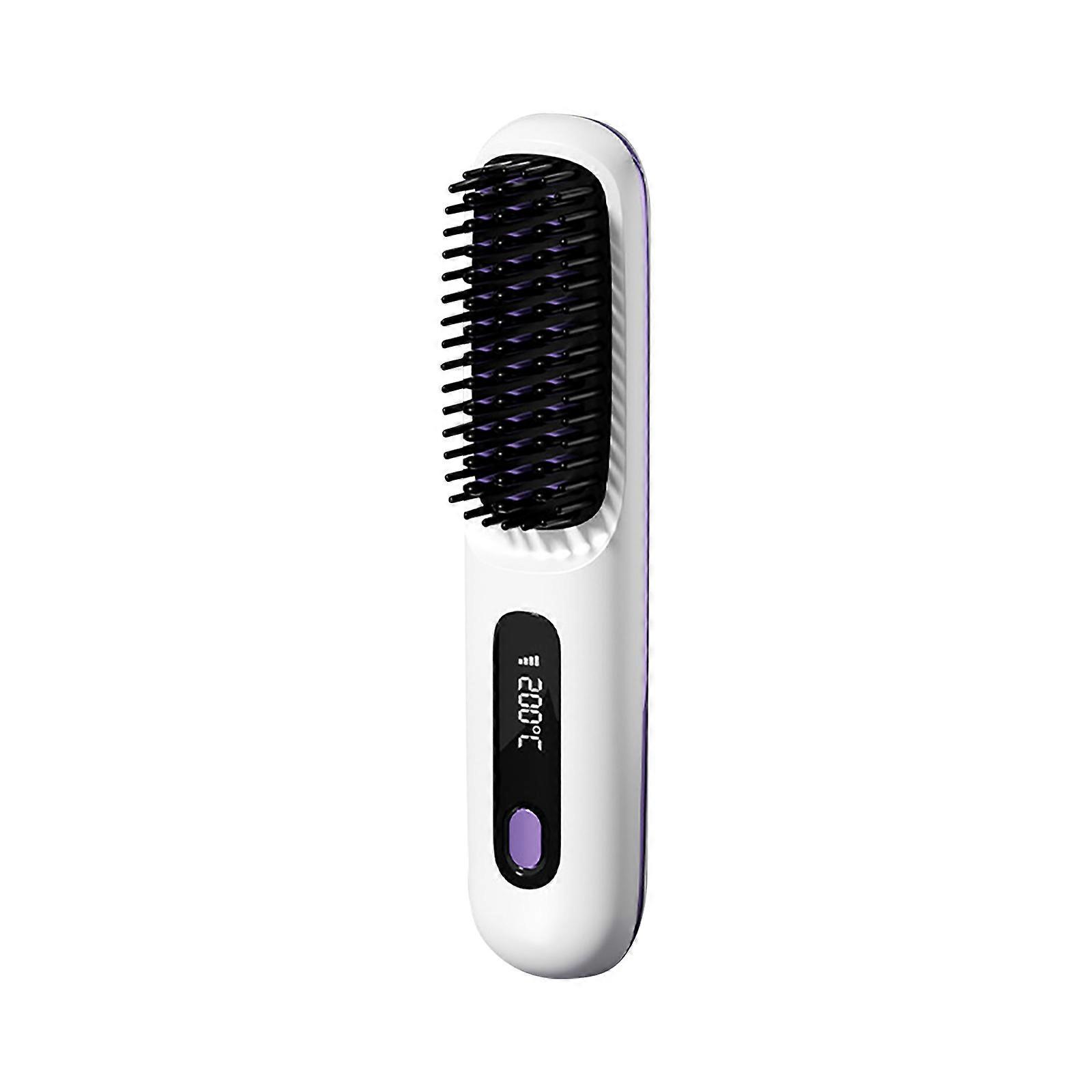 Hair Straightener Brush Conditioning System Multiple Temperature Levels Styling Comb for Healthy Shinys Hair  White