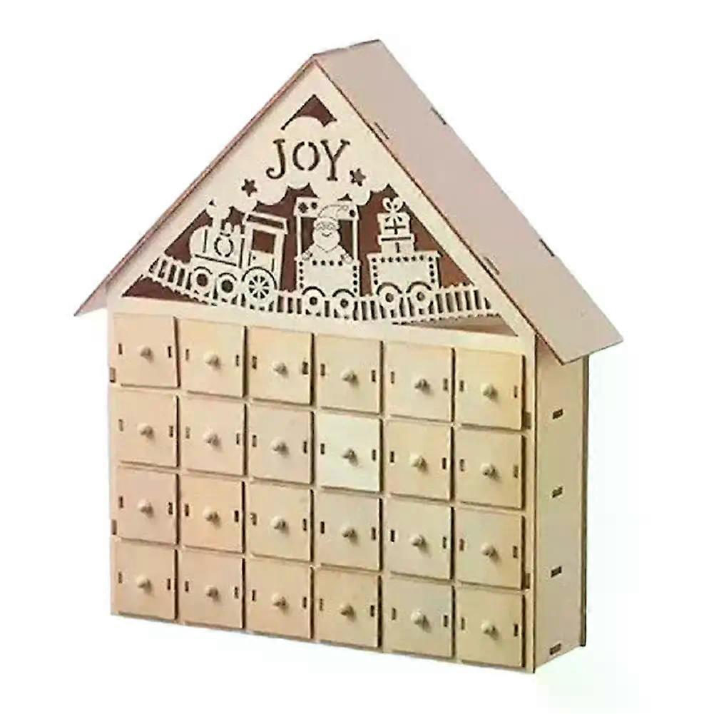 Christmas Advent Calendar 24 Days Countdown Decoration Decoration Wooden Reusable Detachable Tabletop Christmas O2F5