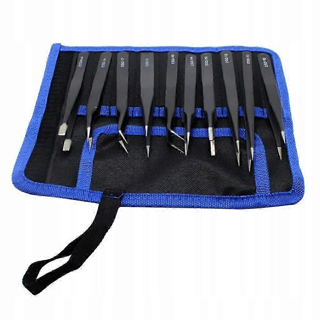 10 Pcs Esd Antistatic Tweezers Set For N