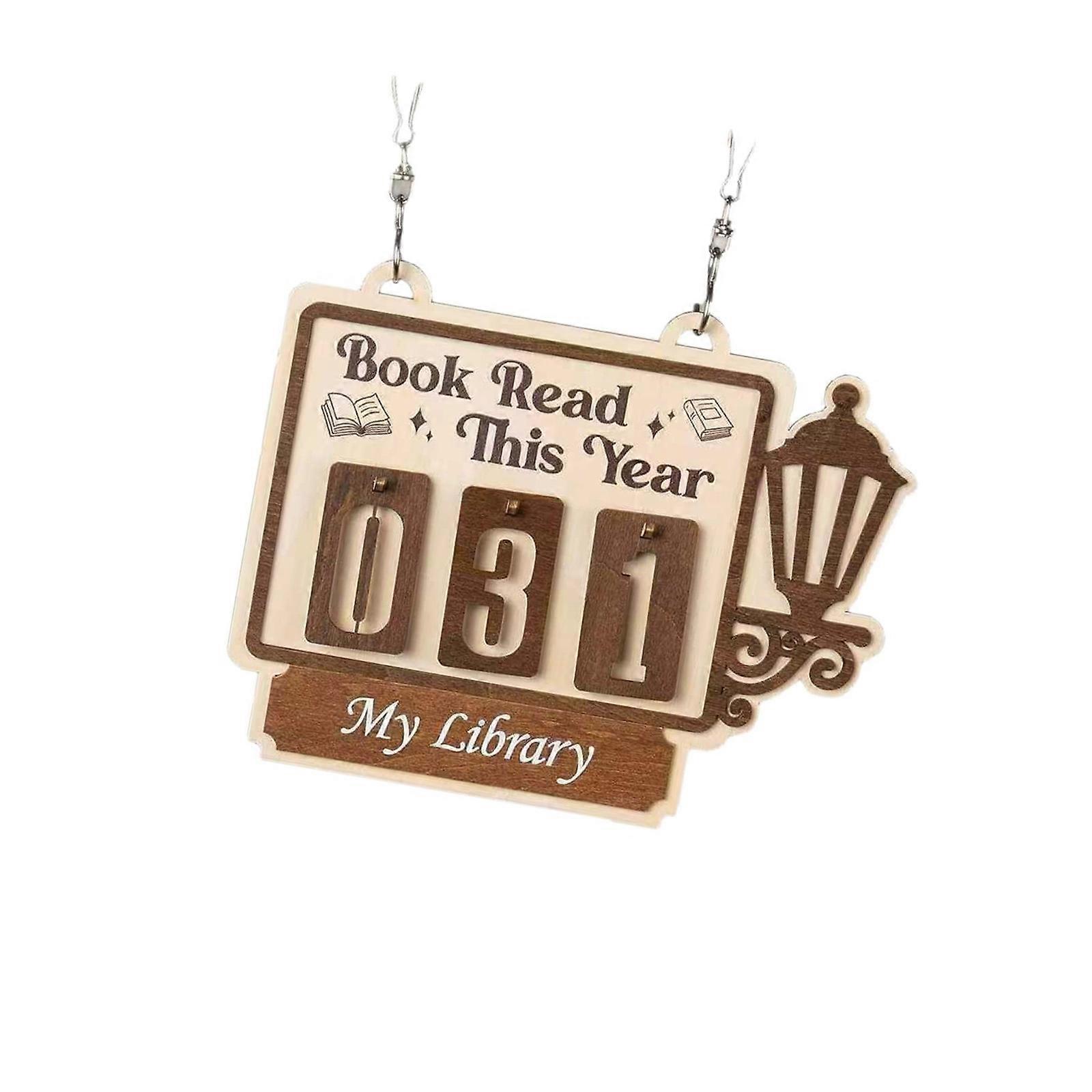 Library Wall Decoration Wood Bookshelf Reading Progress Counter Book Lover Hanging Wod Sign Home Office Classroom Decors Multicolor