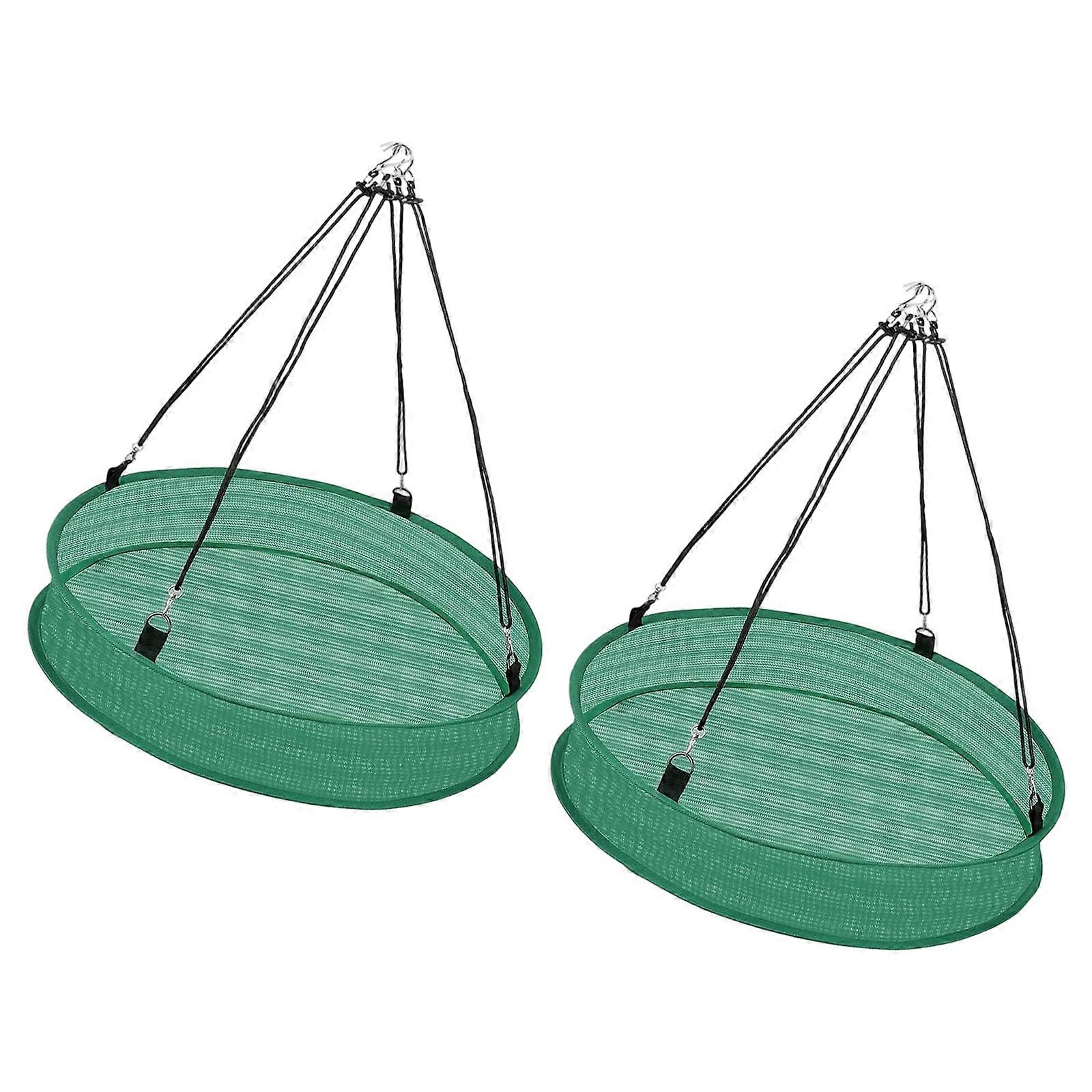 Set of 2 Outdoor Hanging Bird Food Tray with View Mesh Design for Backyard Bird Enthusiasts Multicolor