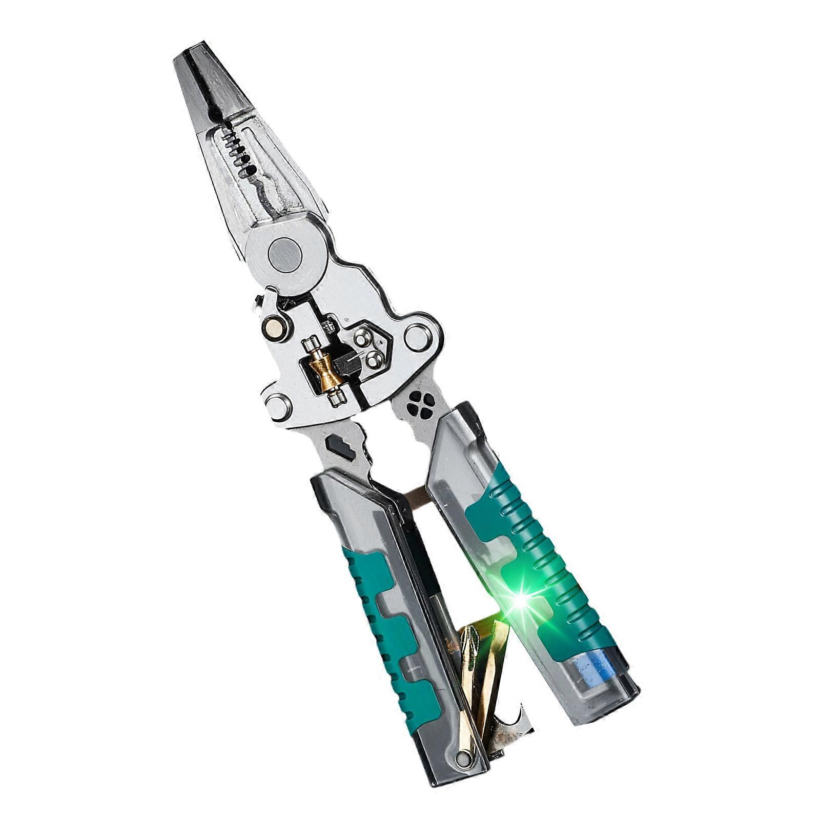 Wire Strippers with Electricity Measurement Function 9 in 1 Wire Stripping Pliers for Cutting Pulling Wires Scissors Multicolor