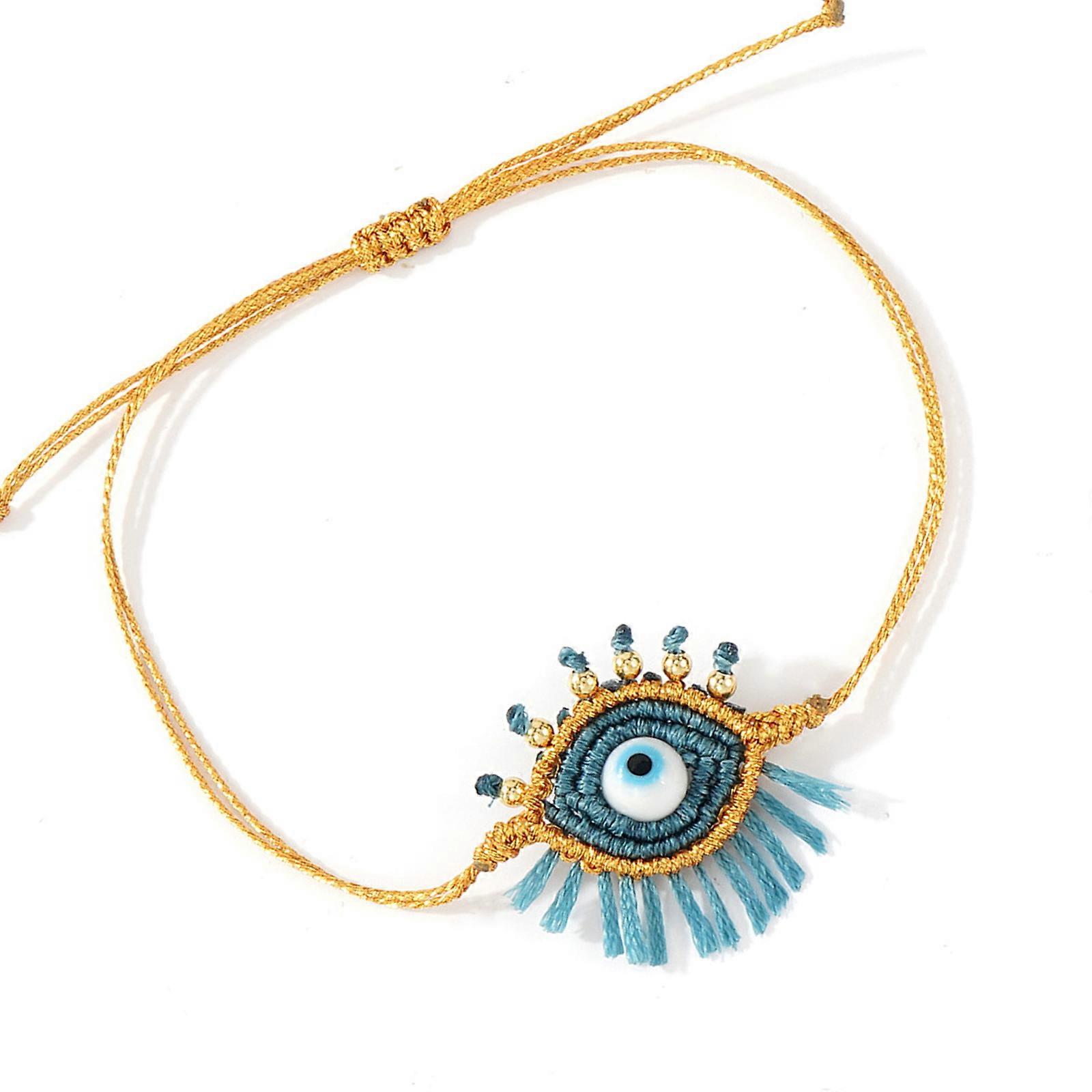 Minimalist Eye Bracelet With Adjustable Chain Secure Closure Handmade Wrist Accessories For Creative Layering Look Multicolor