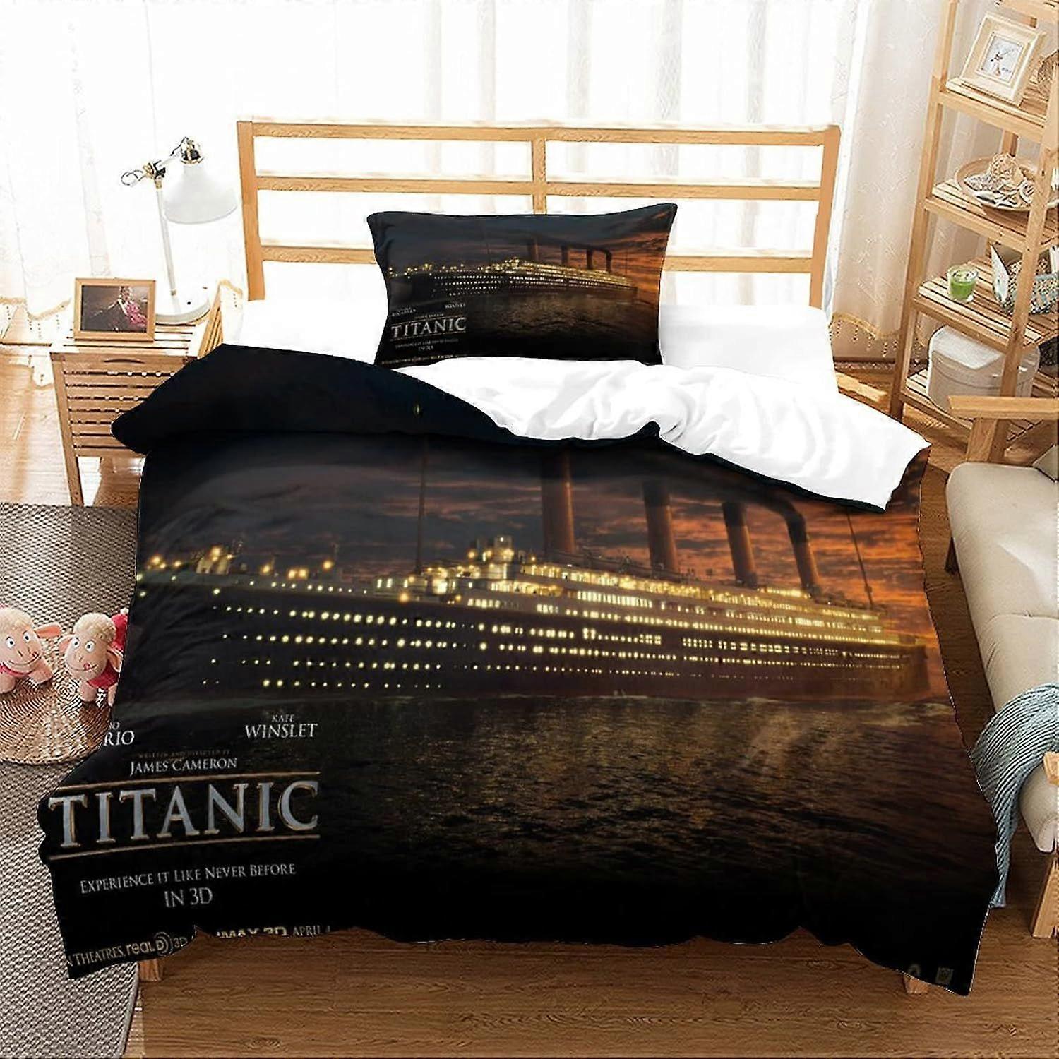CAYBES Jack E Rosa Titanic 3D Impresso Edredom Capa Edredom Set com zíper Soft Easy Care Capa Edredom Colcha Roupa de cama Movie Set Com fronhas Cl