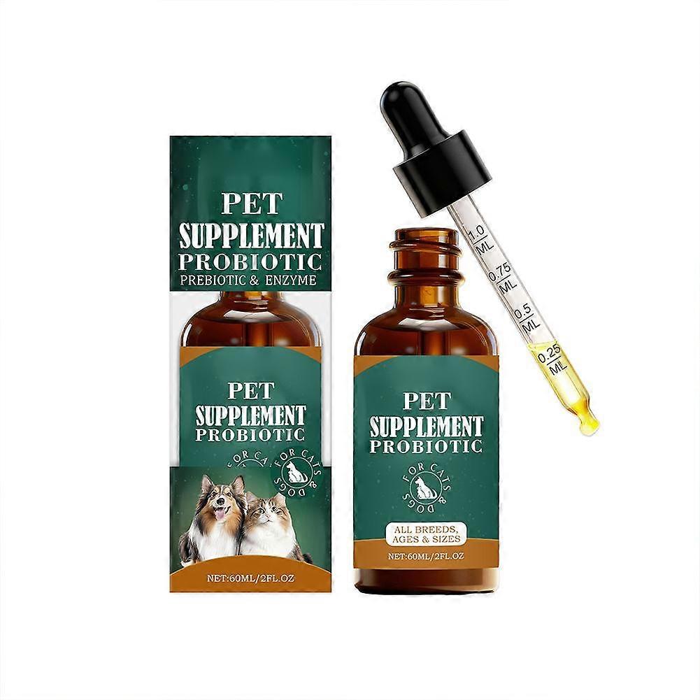 Probiotic Drops for Dogs and Cats 60ml Liquid Supplement to Support Digestive and Intestinal Health