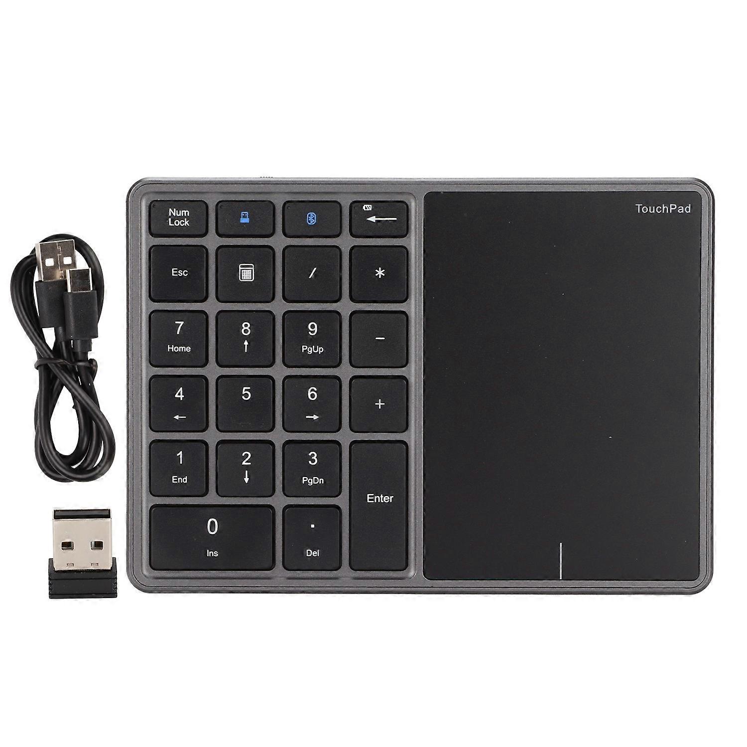 2 in 1 Wireless Number Pad Touchpad 22 Keys Wireless BT4.2 2.4G Type C Charging 500mAh Battery Numer