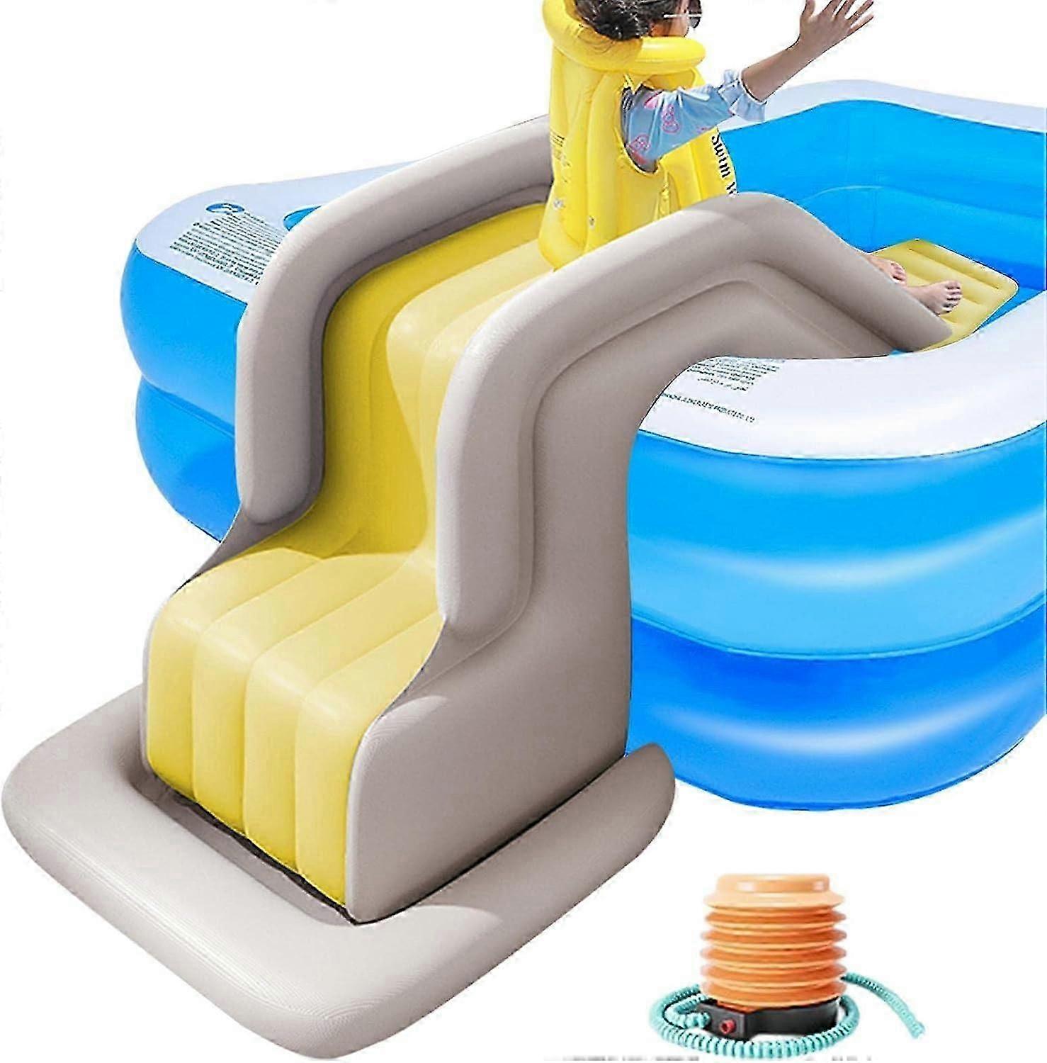 Inflatable Water Slide For Kids,Inflatable Water Slide,Swimming Pool Slide, Outdoor Toy Play Center Water Slides,Anti-Tipping Pool Slide For Inflated