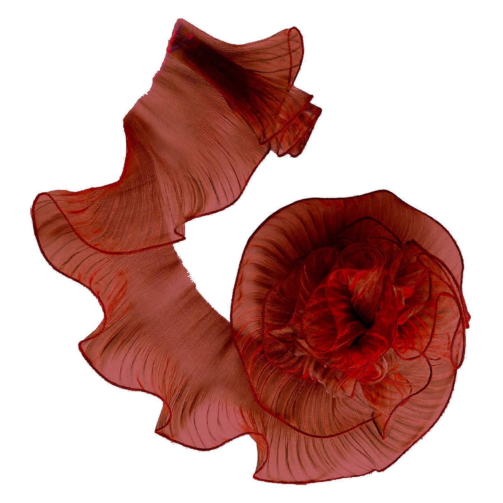 Polyester Lace Fabric 5 Meter Pleated Ruffled Trim Crafting Materials For Sewing Projects  Red