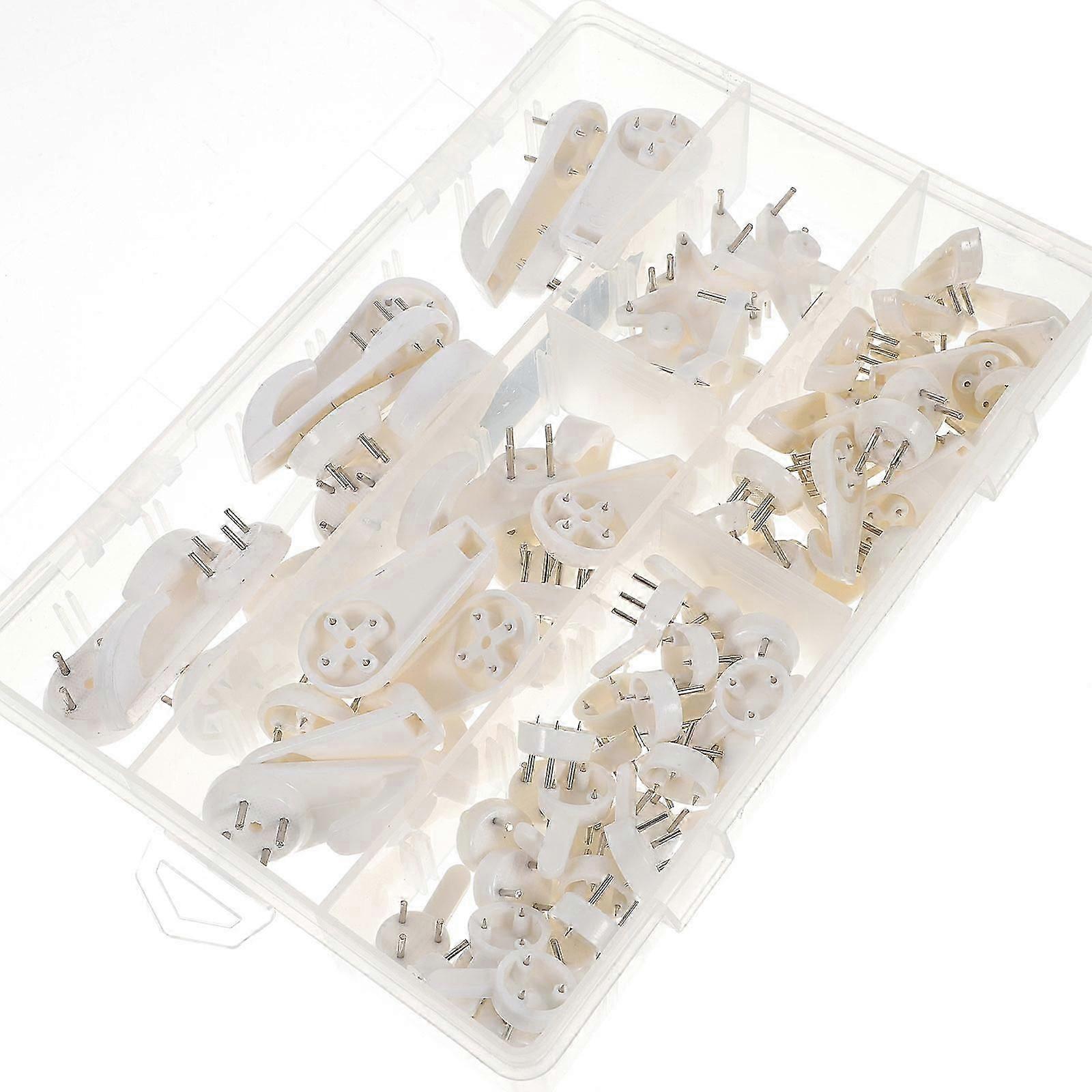 Traceless Picture Hooks 1 Set For Home Decoration 5X2.2CM White Plastic With Traceless Design